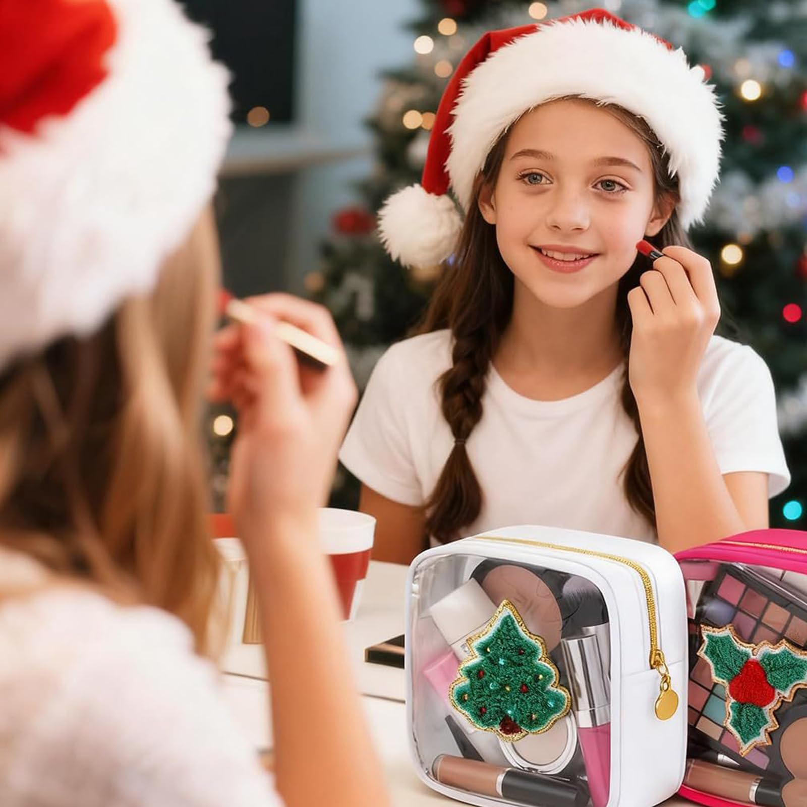 Greabuy Paquete de 6/12 bolsas de almacenamiento para festivales con cremalleras suaves, forro acolchado, bolsas llamativas para organización de objetos pequeños, rellenos de calcetines de vacaciones