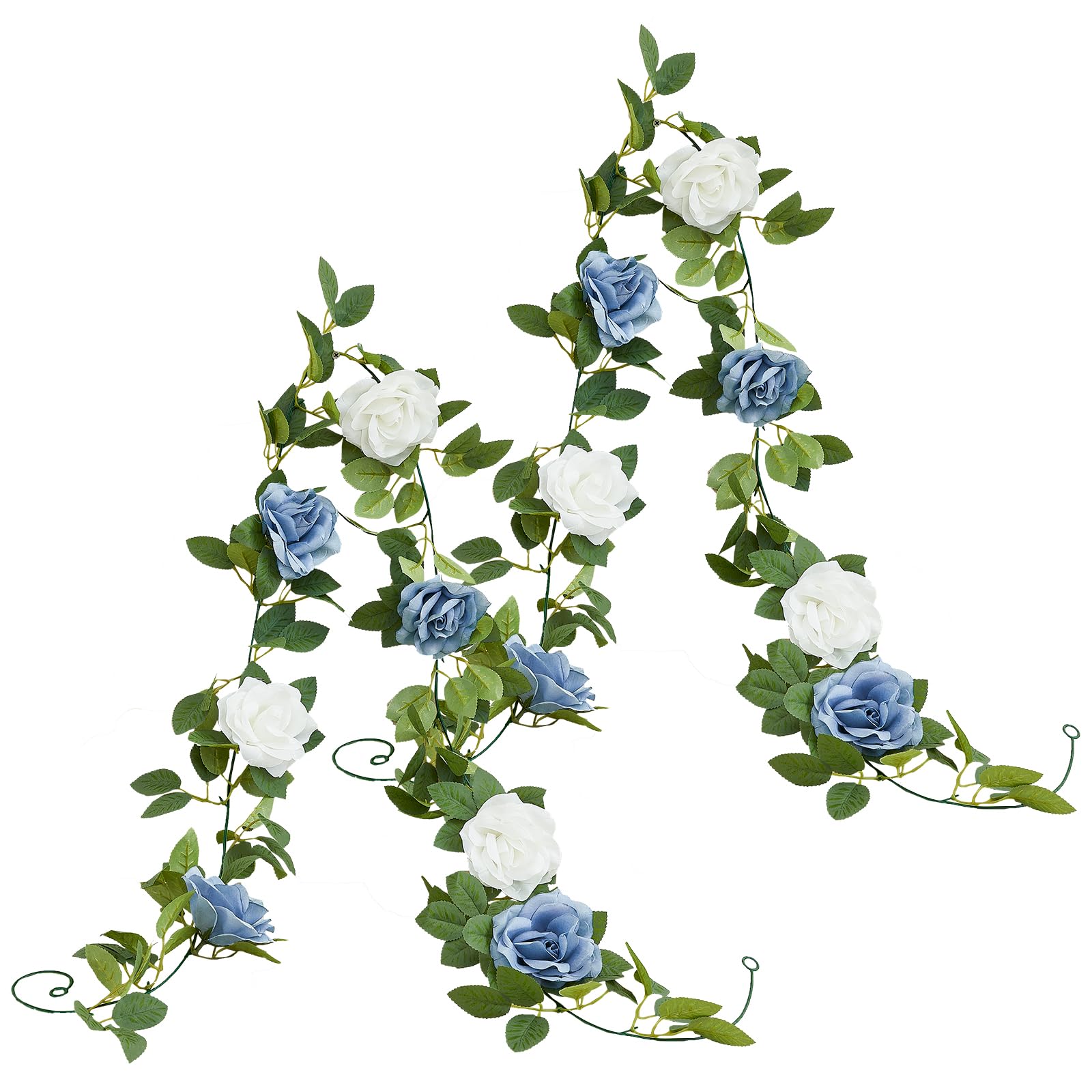 Artificial Rose Garlands Rose Vines Leaves Banners Hanging Floral Garland Fake Rose Flower Vine for Wedding Arch Ceremony Home Garden Outdoor Party Wall Decorations