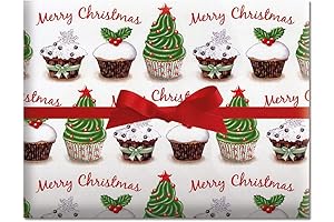 Premium Christmas Cupcake Wrapping Paper Jumbo Roll