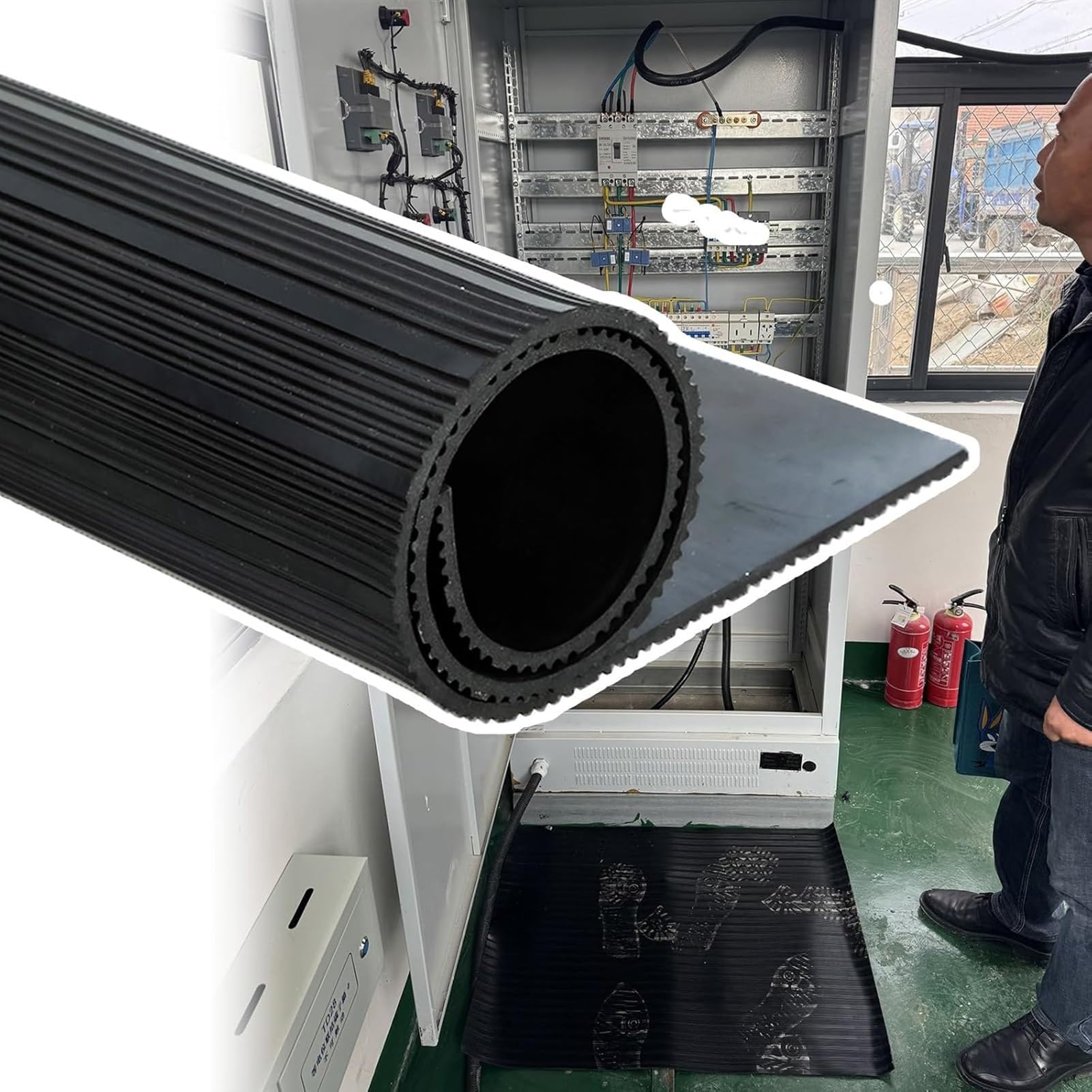 Tapis anti-électrocution en caoutchouc antidérapant pour tableau électrique