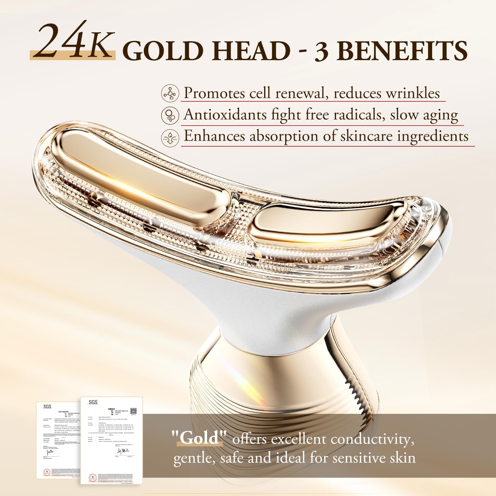 ANLAN Oro 24K Massaggio EMS Lifting Viso Anti-Rughe, Cura della Pelle di bellezza Luce Rosso e Blu