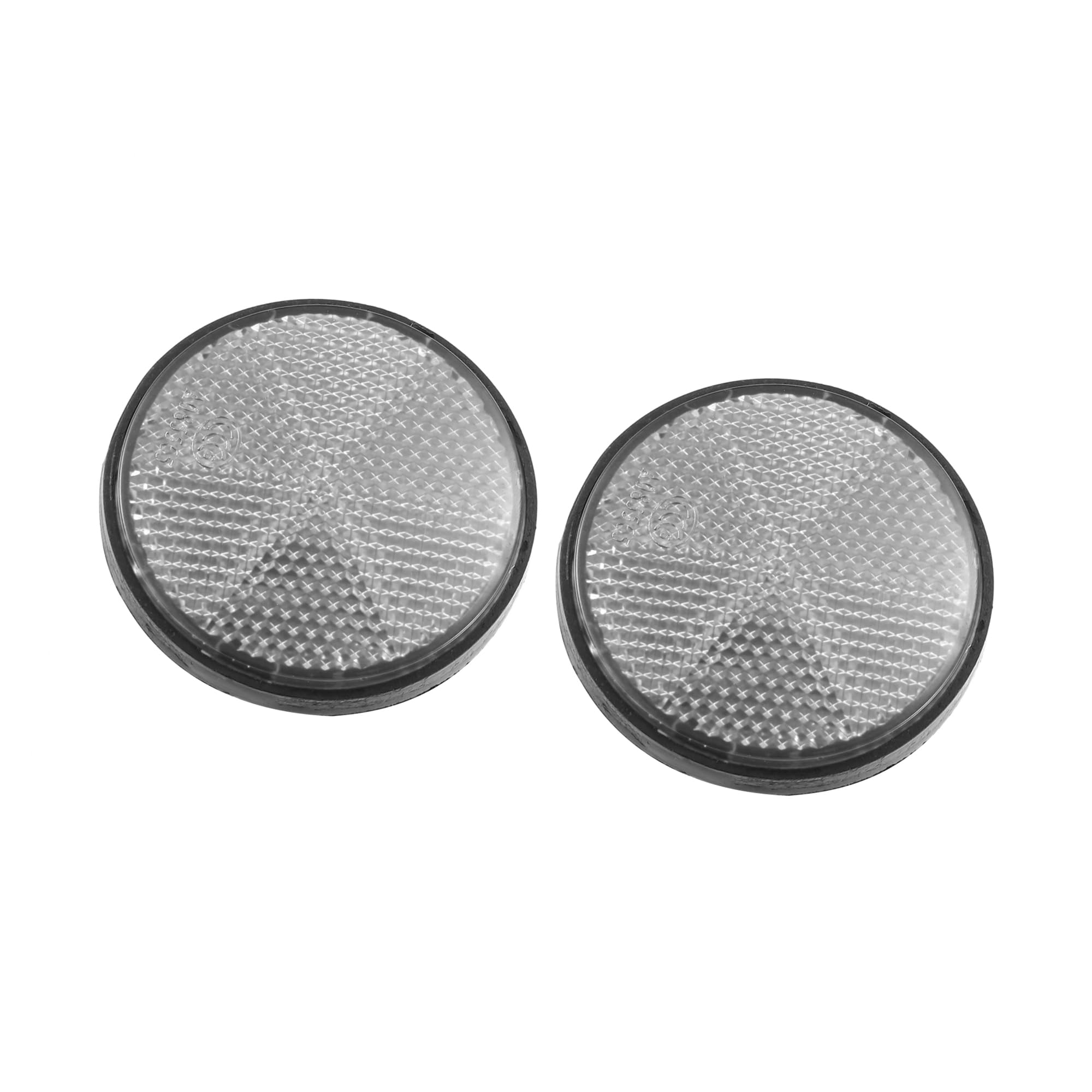 2 Pcs 56mm White Plastic Universal Round Reflective Warning Reflector with Adhesive Tape for Motorcycle Bike Automotive Parts