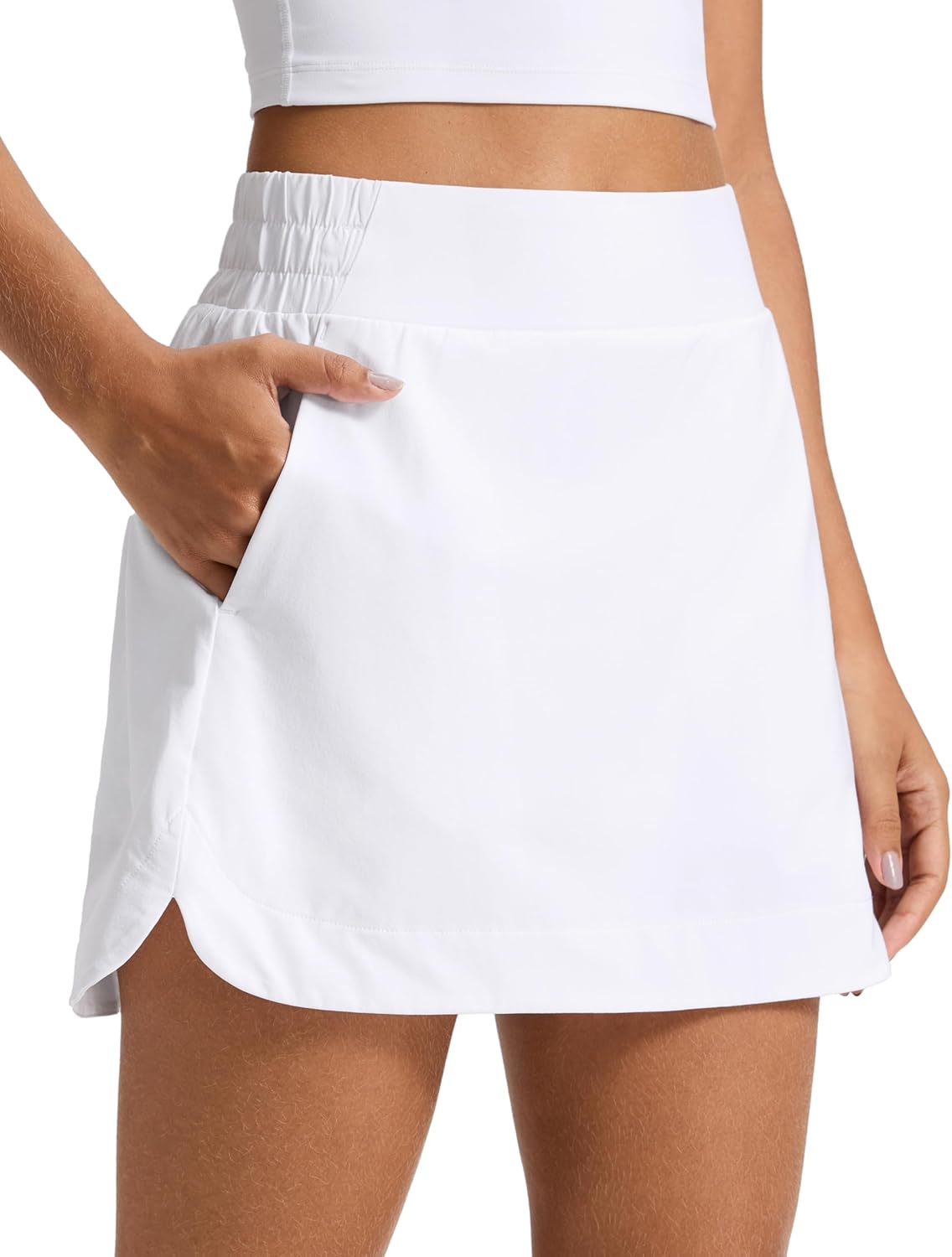 CRZ YOGA High Waisted Dolphin Golf Skirts for Women - Mini Lined A Line Tennis Casual Skort with Side Pockets