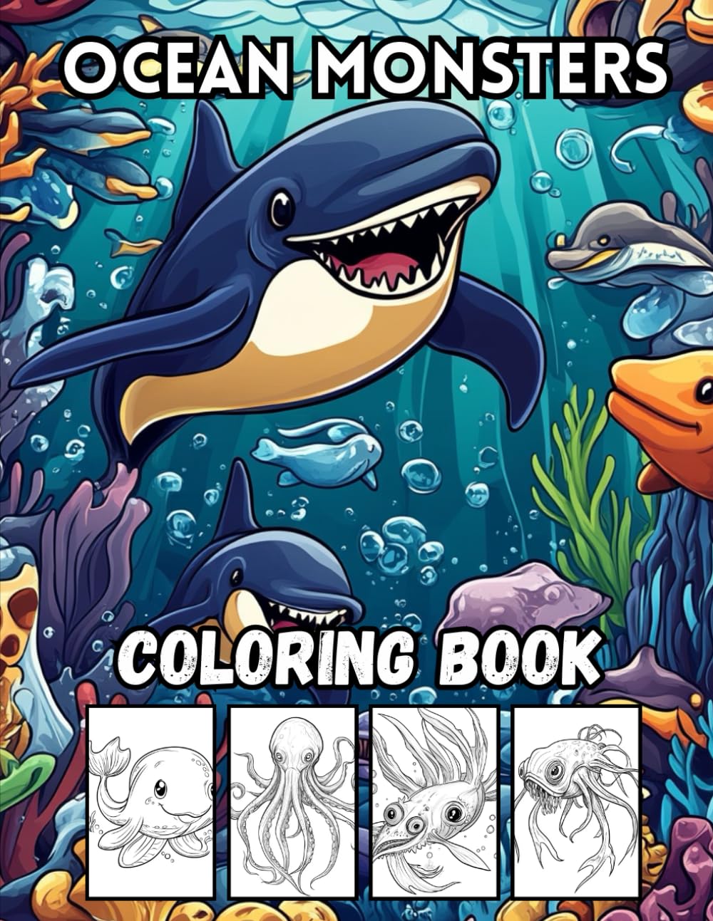 Ocean Monsters Coloring Book: 40 Underwater Creatures and Sea Monsters for Kids