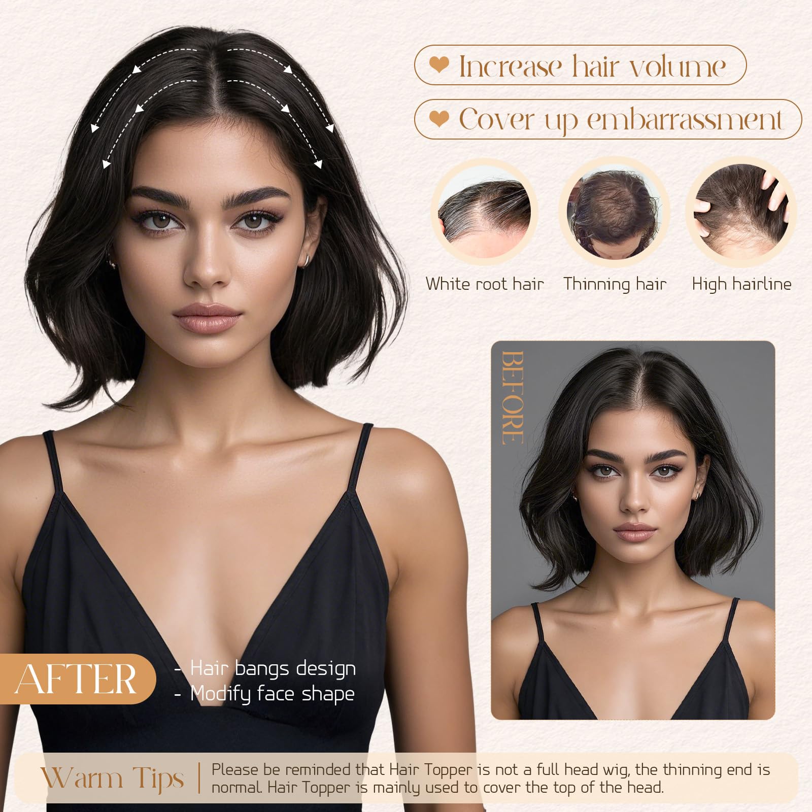 Rich Choices Hair Toppers for Thinning Hair Women Real Hair 8 * 11cm Silk Base Human Hair Topper Short Hairpieces Clip in Straight Remy - Image 2