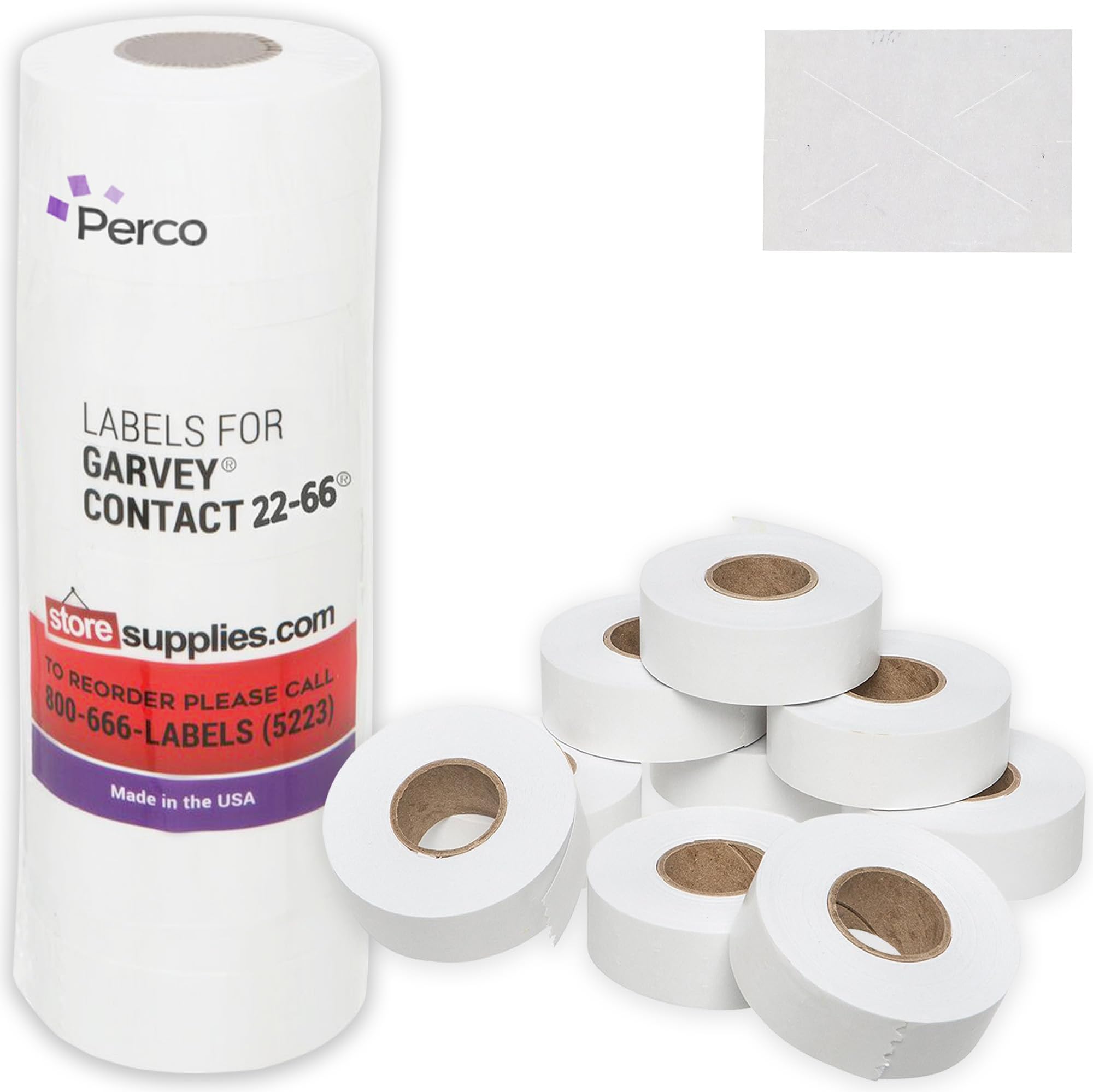 White Price Marking Labels - 9,000 Blank Labels for Garvey 22-66/22-77/22-88 Two Line Pricing Gun with Ink Roll Included - 9 Rolls, 1 Sleeve - Made in USA
