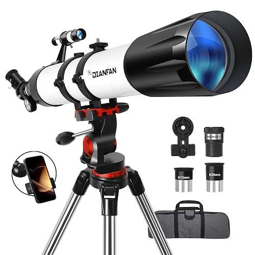 Dianfan Télescope,90 mm Ouverture 800 Telescope Astronomique Adulte,32X-240X Portable Réfracteur
