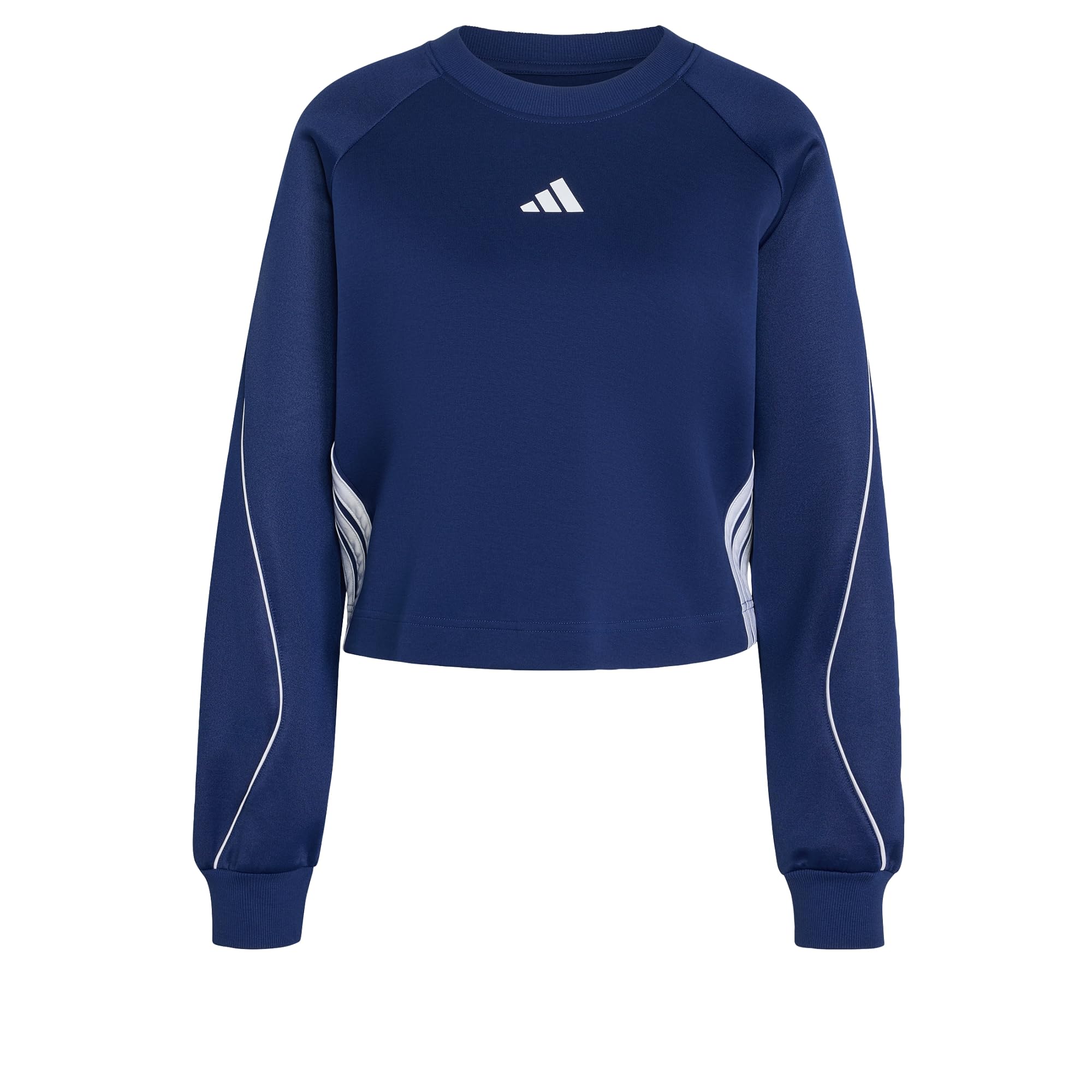 adidas Women's Stadium 3 Stripes Crew Sweatshirt, dark blue, L