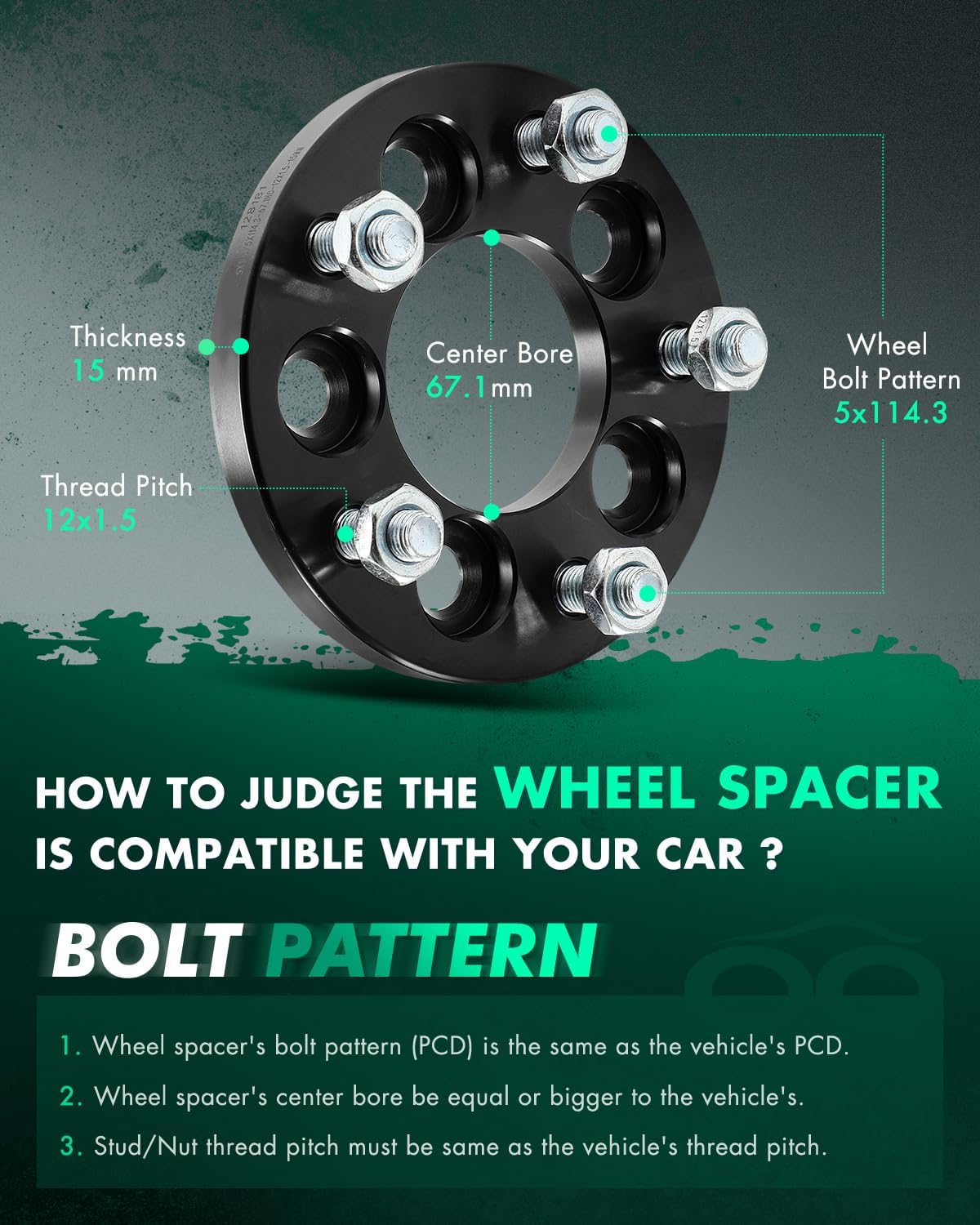 SCITOO 2pcs 5x100 to 5x114.3 Wheel adapters 15mm Bore 67.1mm Studs 12x1.5 5Lug Wheel Spacers No Hubcentric Fit for Camry 1986-1991, for Celica 1993-2005, for Corolla 2003-2022, for Matrix 2003-2013