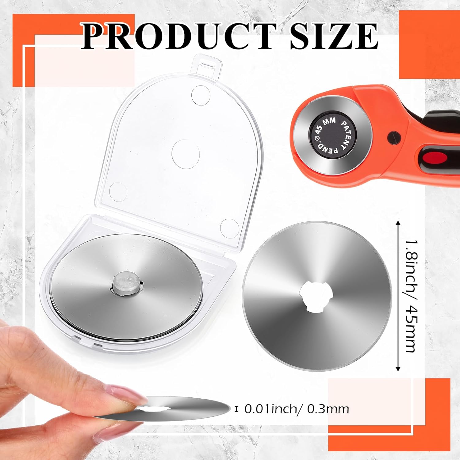 Honoson 80 Pcs 45 mm Rotary Cutter Blades Refill Steel Rotary Cutter Replacement Blades Quilting Supplies for Fabric Arts Crafts Scrapbooking Sewing Cutting Paper