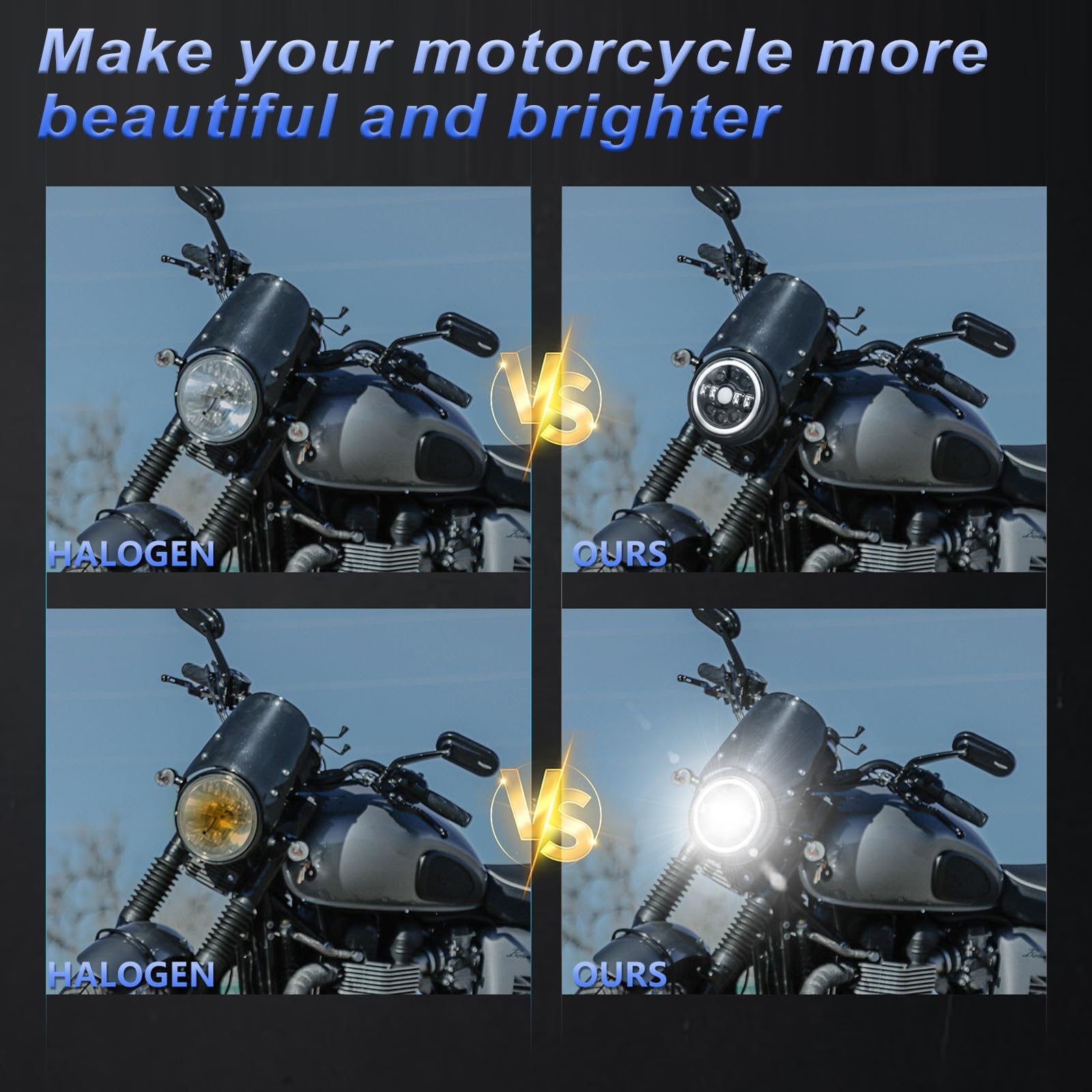 Dirt Bike Reflektor 7-calowy reflektor LED motocyklowy z obudową i kątem kierunkowskazów świateł drogowych/martwych(Type 1)