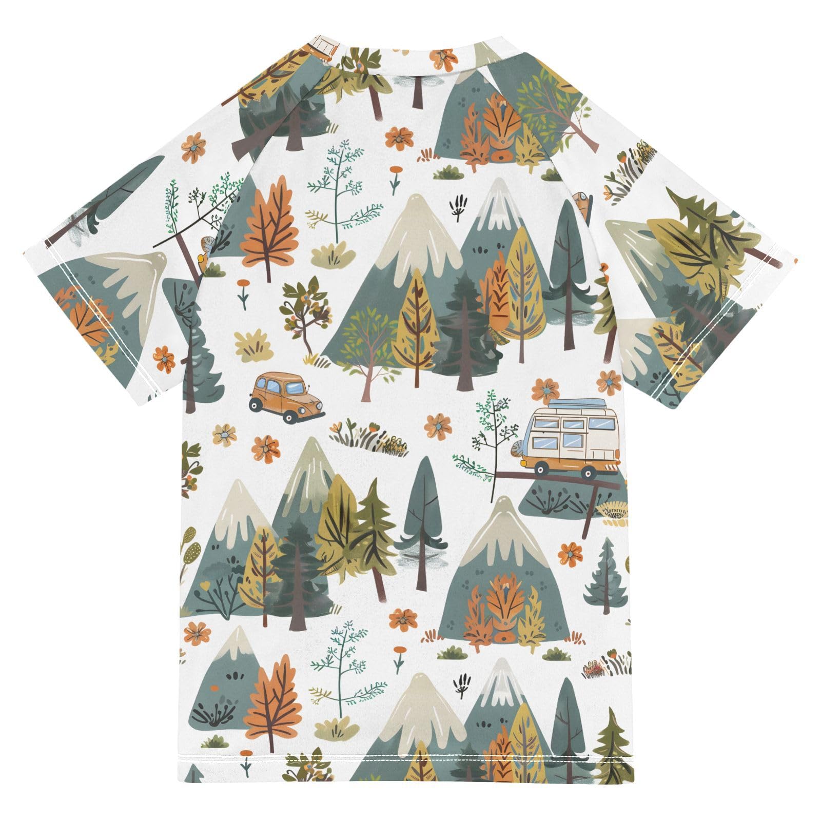 ALAZA Kids Rash Guard Boys Toddler Swim Shirts Short Sleeve Cartoon Village UPF 50+ 3T