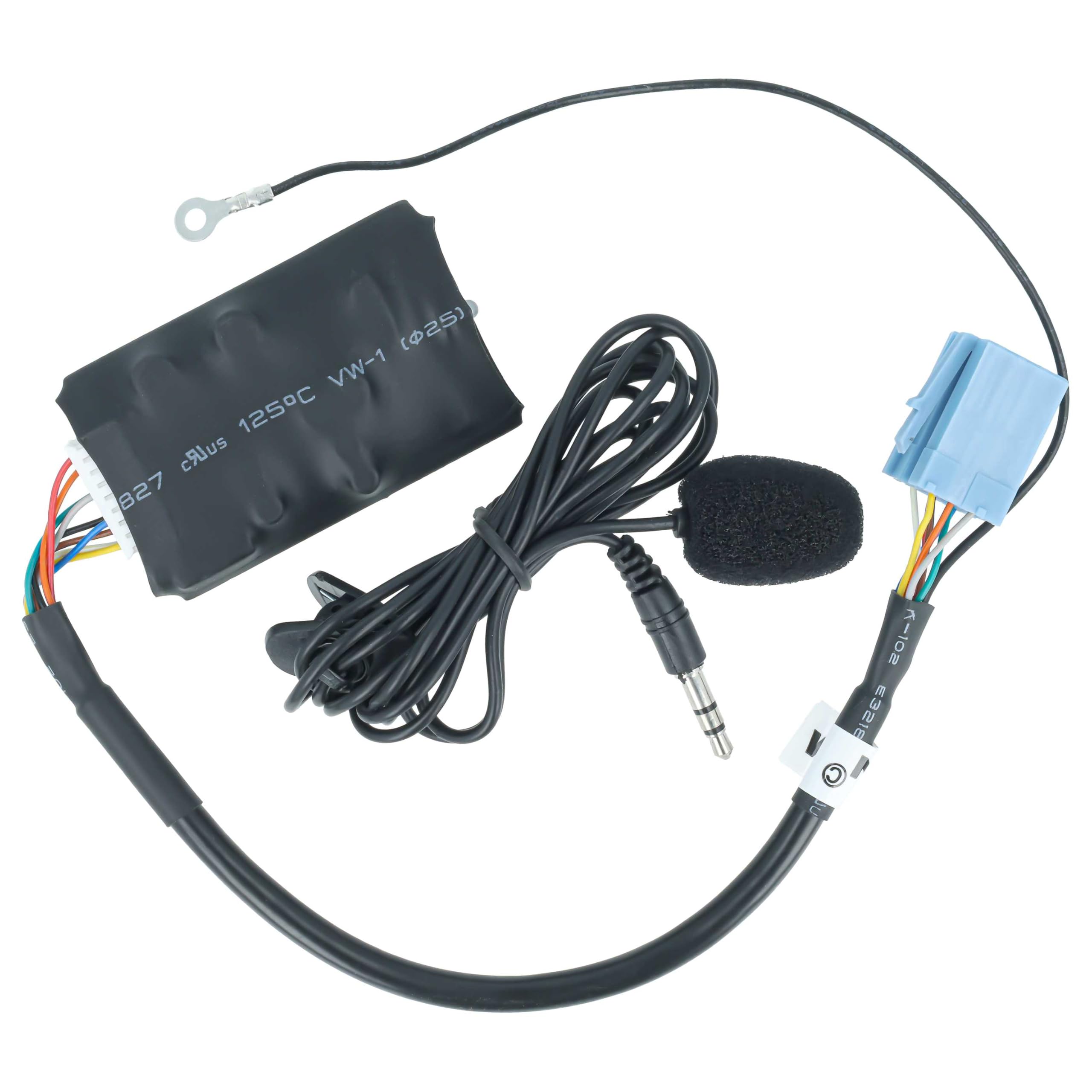 vhbw Bluetooth Adapter kompatibel mit Skoda Fabia 2003-2008 Symphony CD & Kassette, SatComnass Autoradio - Inkl. Mikrofon, Klinkenkabel + Clip