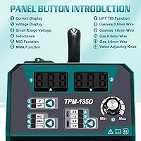 Vista 2 de Soldador MIG - 135AMP 110V y 220V Voltaje Dual 4 en 1 Flux MIG/alambre sólido/Stick ARC/Lift TIG Gas/soldadura sin gas, IGBT Inverter Soldadora