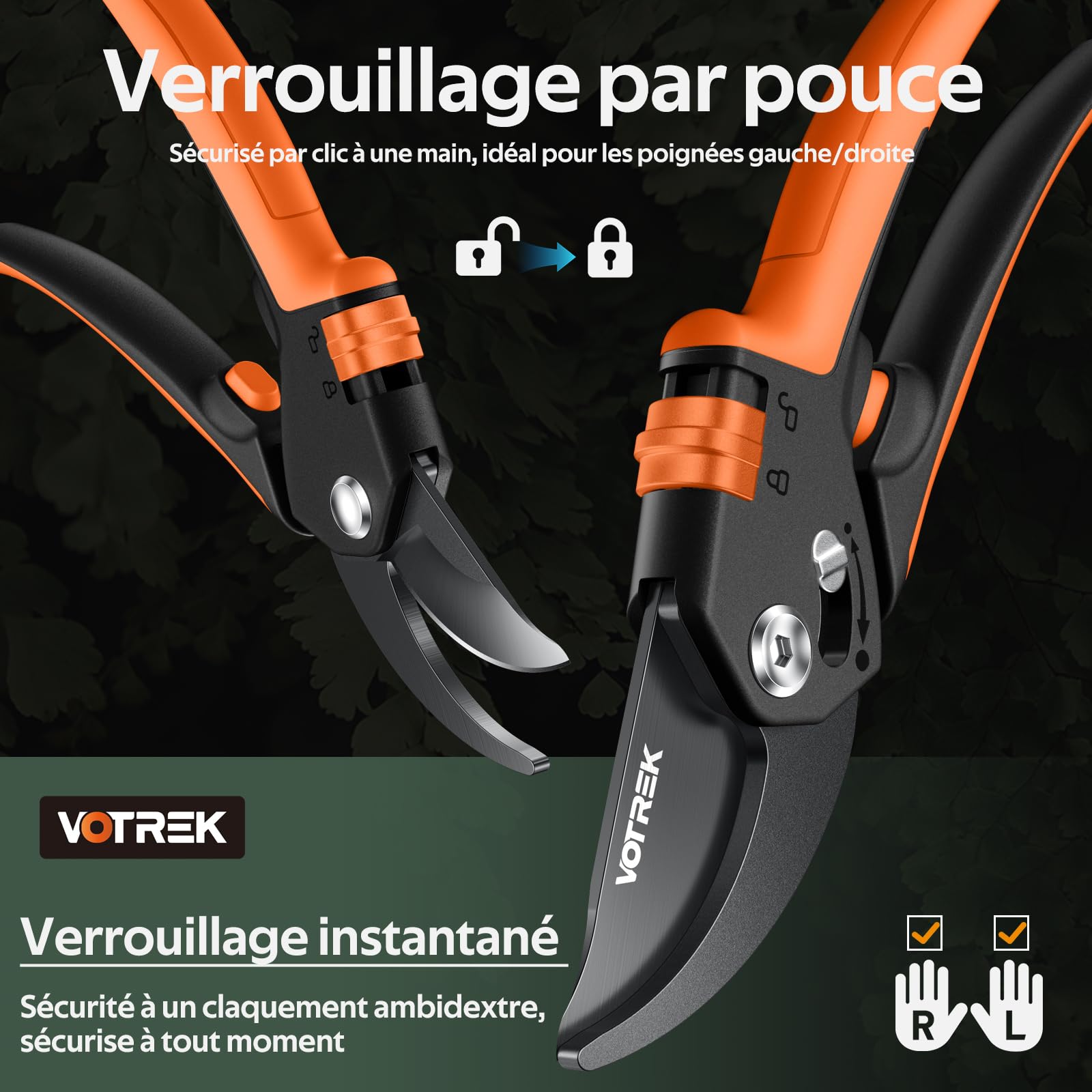 Sécateur de Jardin Bypass Pro 21,5 cm – Pour Mains Fragiles avec Réglage Progressif, Lame SK5 & Ressort Intégré – Secateur et Ciseaux Jardinage pour Rosiers et Fruitiers –Un Cadeau Jardin Idéal