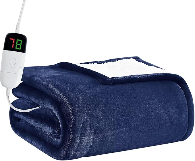 BOMOVA Heated Electric Blanket Full Size - 72" x 84" Heating Blanket with 10 Heating Levels & 8 Hours Auto Off, Warm Flannel Blanket with Over-Heat Protection, for Women, ETL & FCC Certified