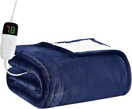 BOMOVA Heated Electric Blanket Full Size - 72" x 84" Heating Blanket with 10 Heating Levels & 8 Hours Auto Off, Warm Flannel Blanket with Over-Heat Protection, for Women, ETL & FCC Certified