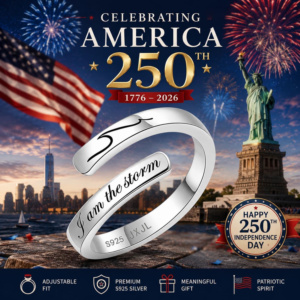 Silver Adjustable Ring Inspirational Jewelry S925 Sterling Wrap Open Ring for Women