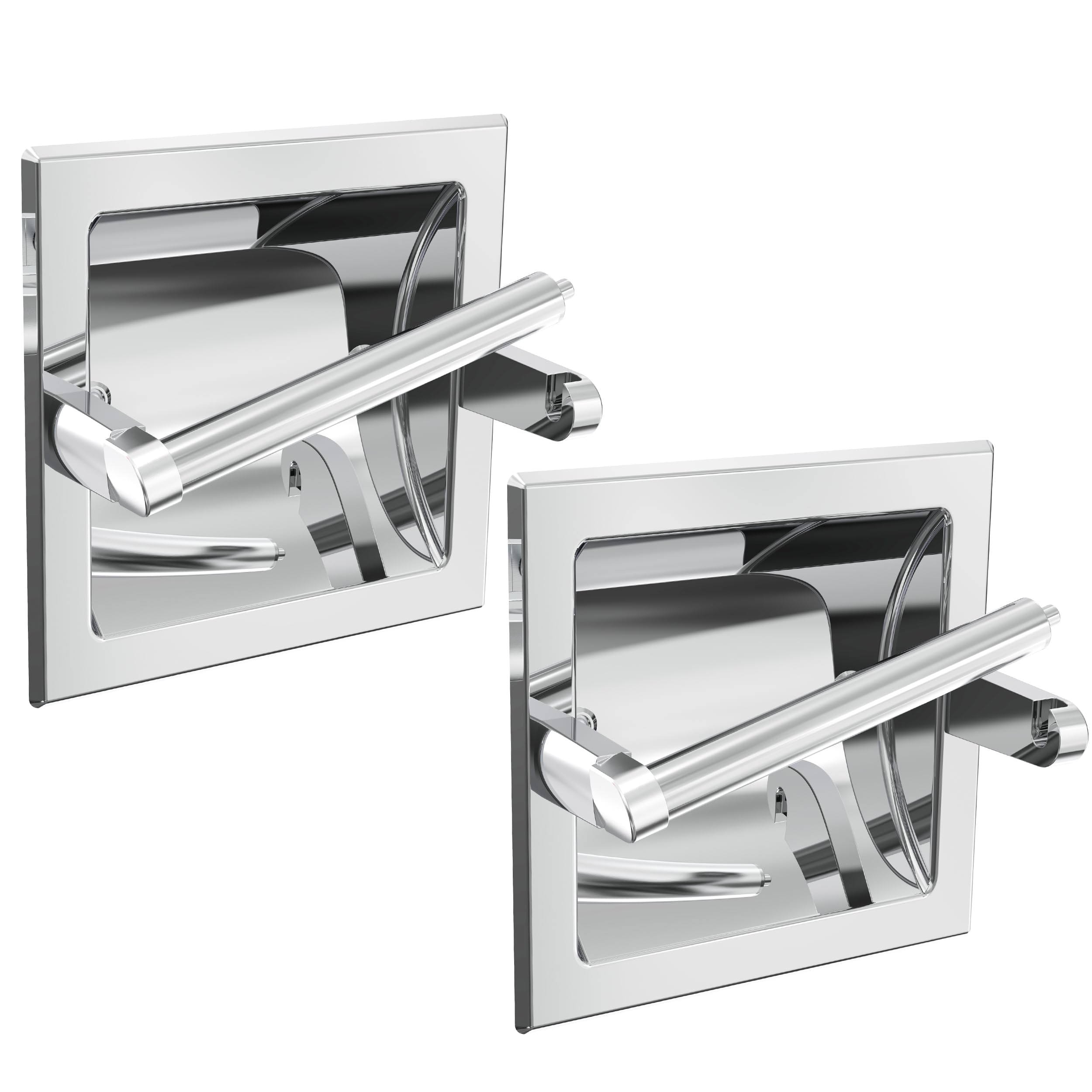 Portarrollos de papel higiénico, 2 unidades, empotrable, giratorio, de acero inoxidable, para rollos grandes en el baño (cromo)