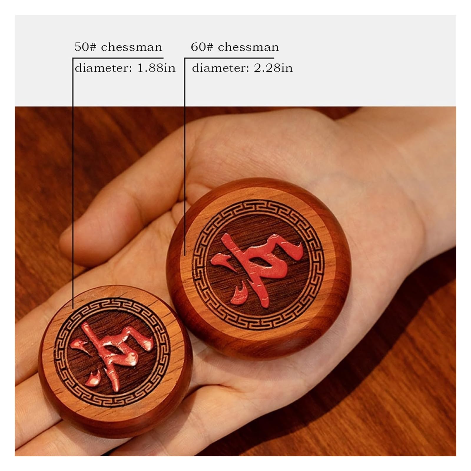 Palisander chiński zestaw szachowy - tradycyjna gra planszowa Xiangqi - edukacyjna gra strategiczna z pudełkiem i skórzaną szachownicą (5.8cm/2.28in)