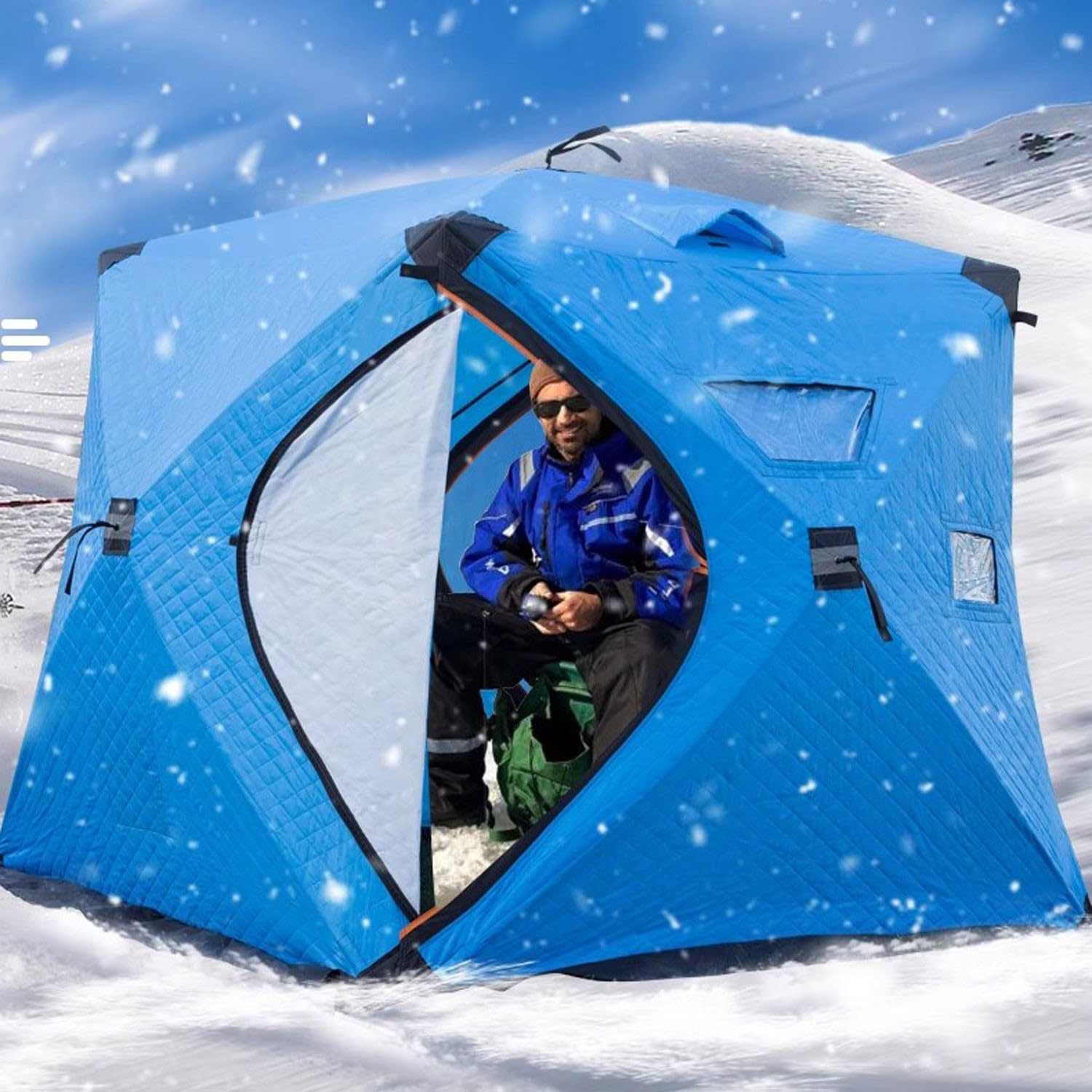 SciAza ice Fishing Tent ice Fishing shelter Insulated Winter Portable Thickened Cold-Proof, Wind-Resistant and Warm Tent for 2-3 People(Color:1)