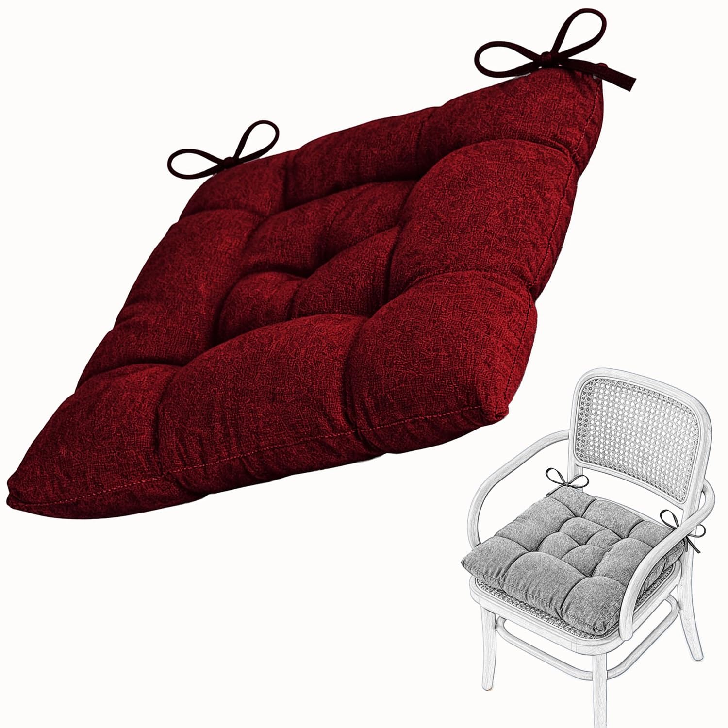 Seat Cushion for Dining Chair Soft Comfort Washable Chair Pads with Ties