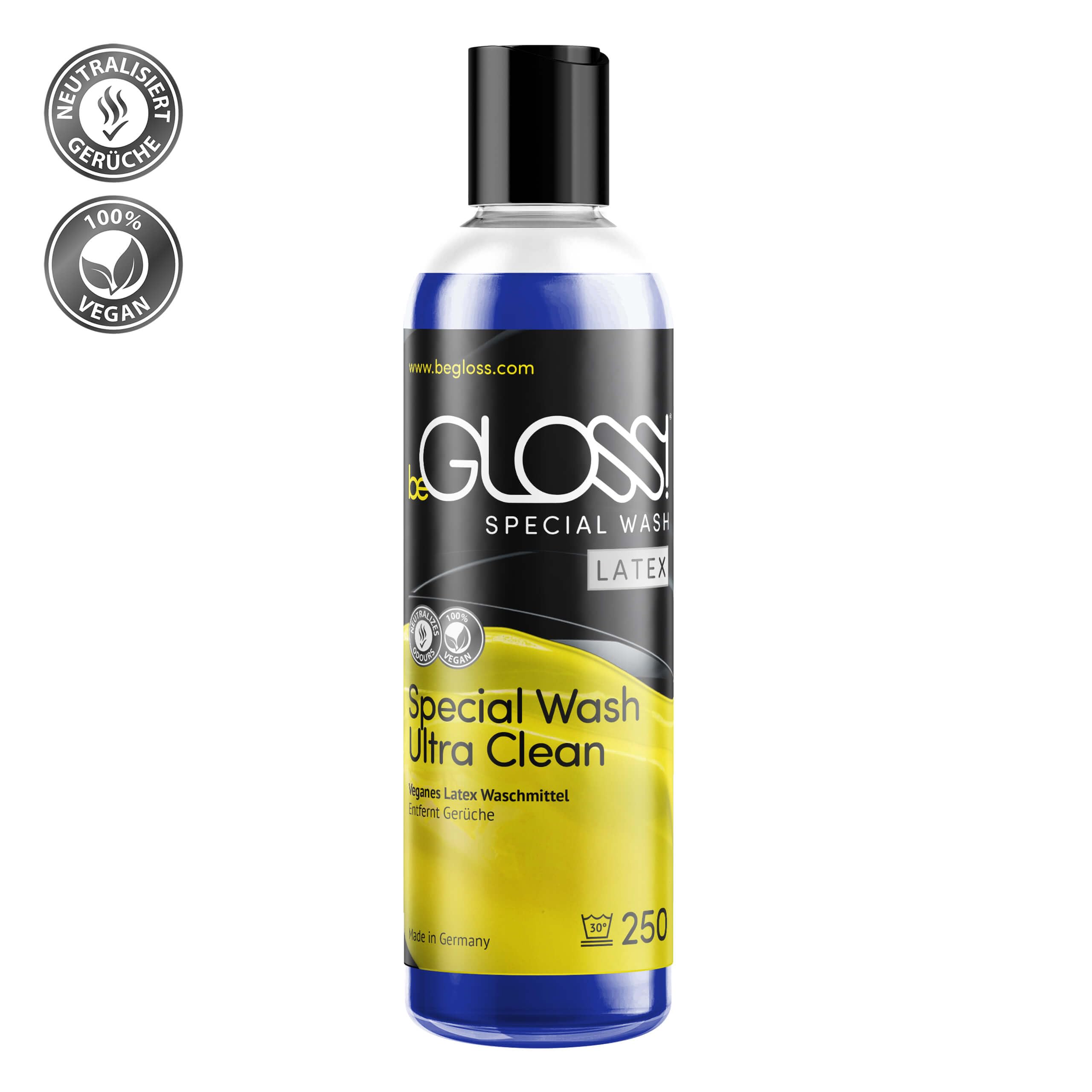 Latex Pflege PREMIUM SET - Latexpolitur Perfect SHINE SPRAY - Special WASH LATEX Waschmittel - WIPE Latexpoliertuch Small - Latexanziehhilfe EASY GLIDE SPRAY + UV & STORAGE PROTECTION Spray