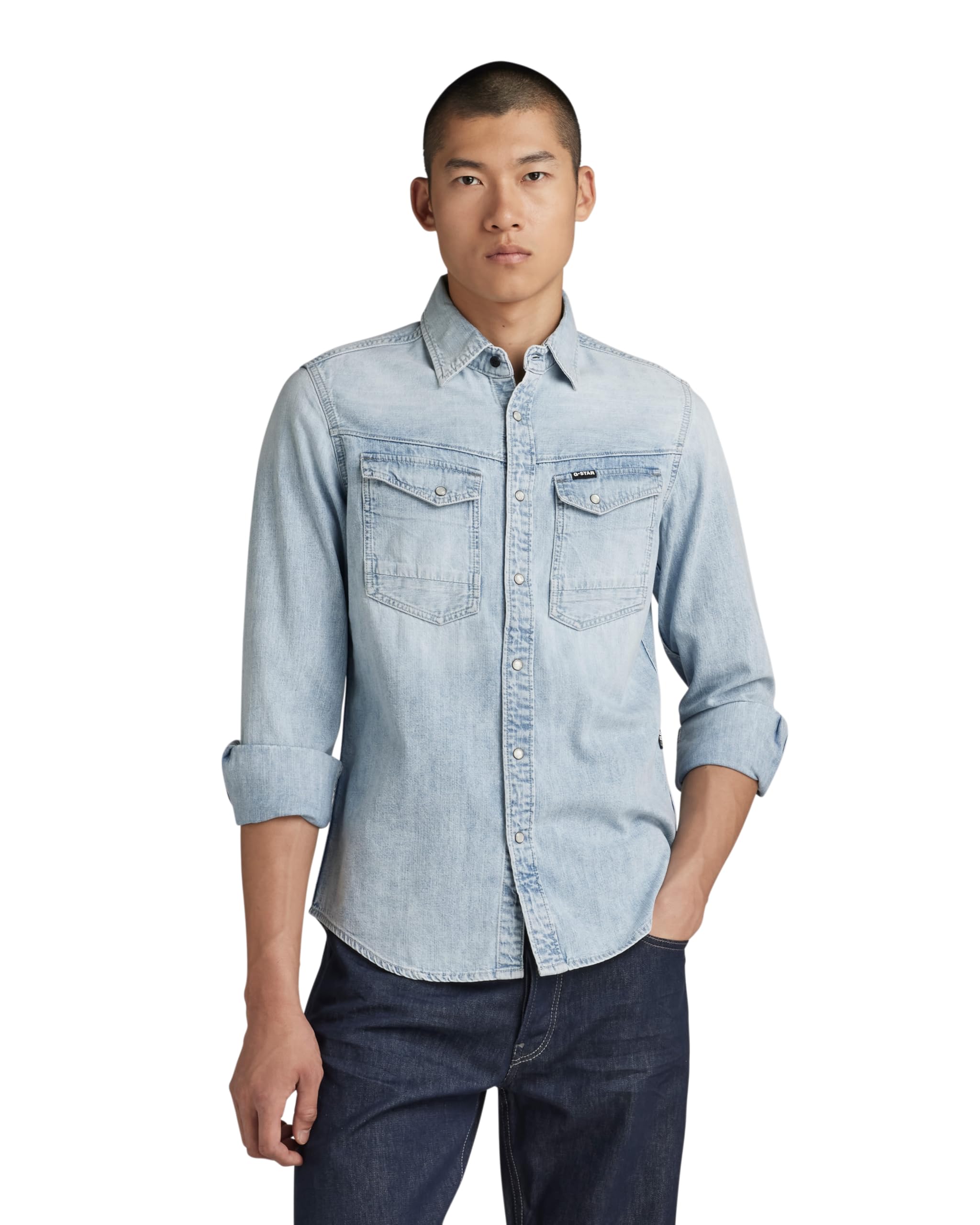 G-STAR Uomo Dakota Slim Shirt, Blu (Sun Faded Blue Mist D23616-D252-G342), S-image