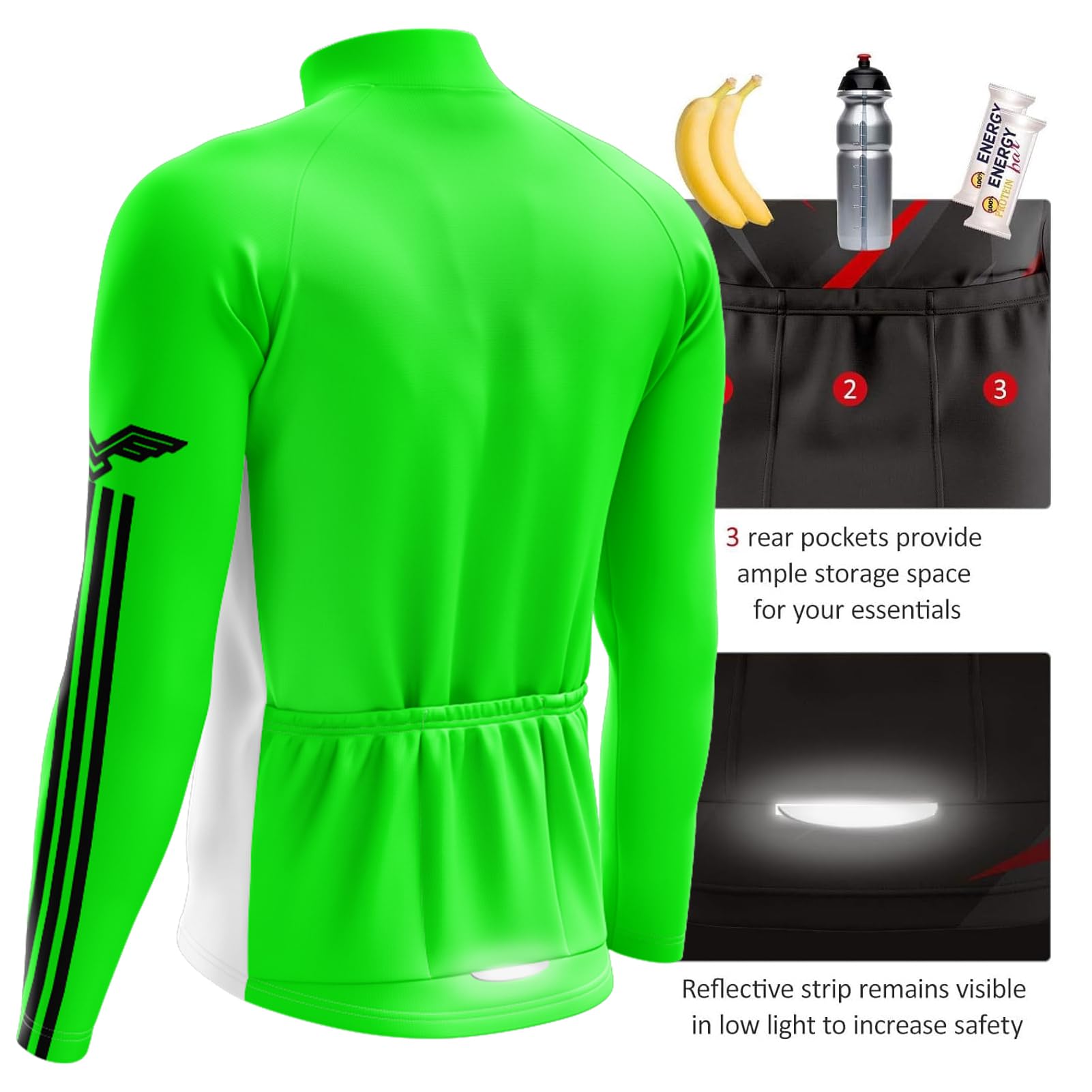 Herren Radtrikot Set Fahrradbekleidung Set, Winter Radtrikot Set Fleece Rennrad Trikot Herren Set,Langarm Fahrradtrikot