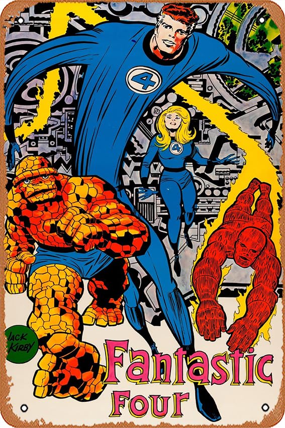 Vintage Metal Tin Sign Retro Fantastic Four Jack Kirby Poster The
