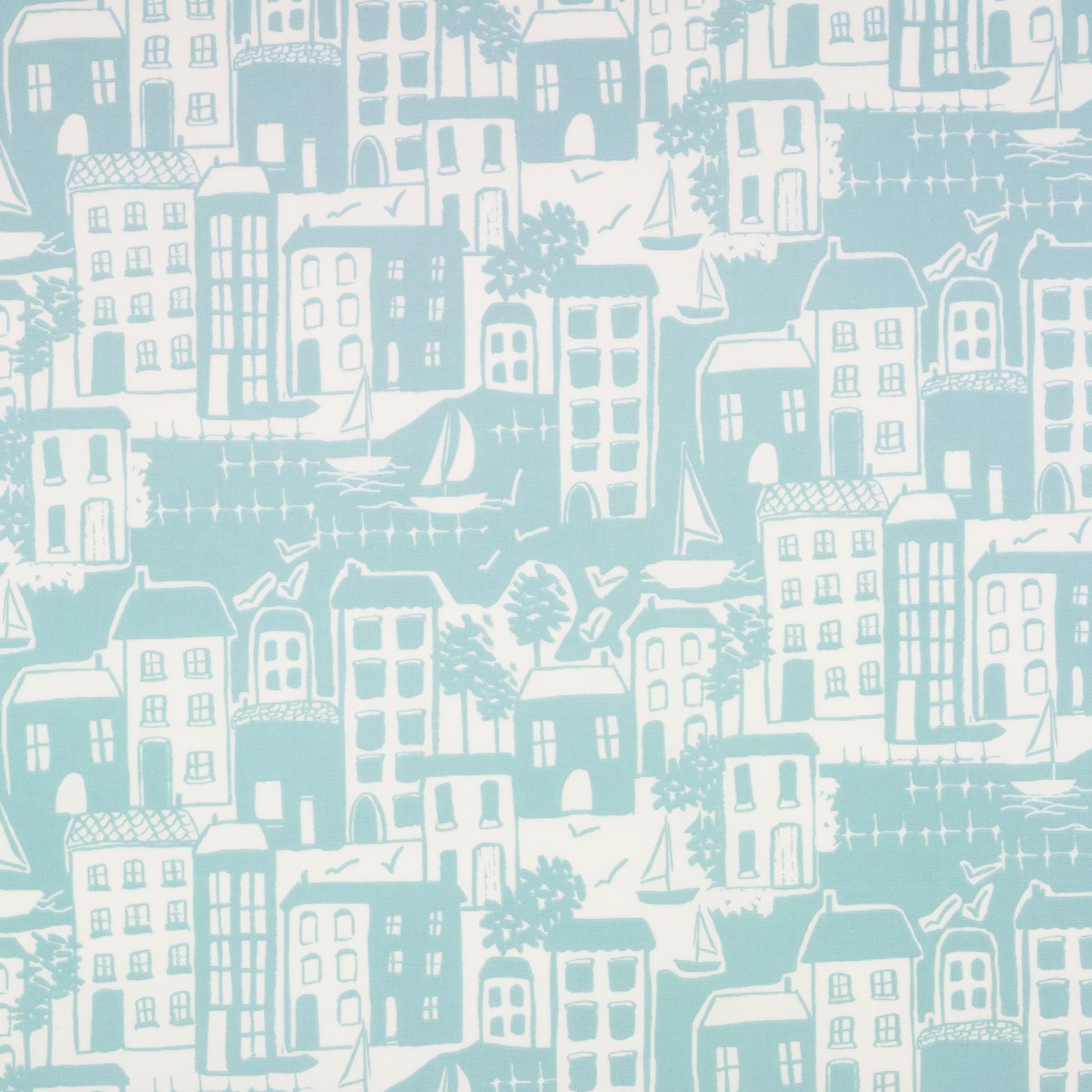 Duck Egg Nautical Seaside Scene Oilcloth Wipe Clean Tablecloth 120cm x 120cm(47"x 47") Square