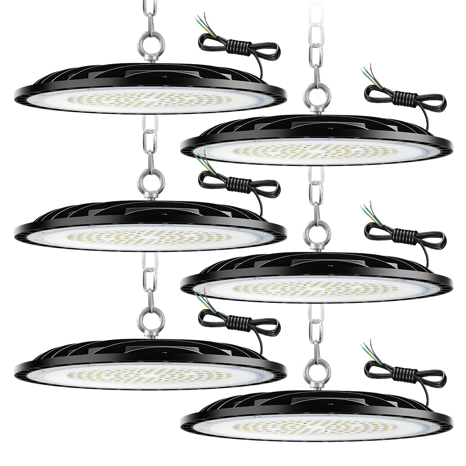 ZXICH 200W UFO LED high Bay Light, high Bay Light 30000LM, 6000K Cool White UFO LED Workshop lamp, IP65 Waterproof Industrial lamp for Factories,Garage,Warehouse (6 Pack,200W)