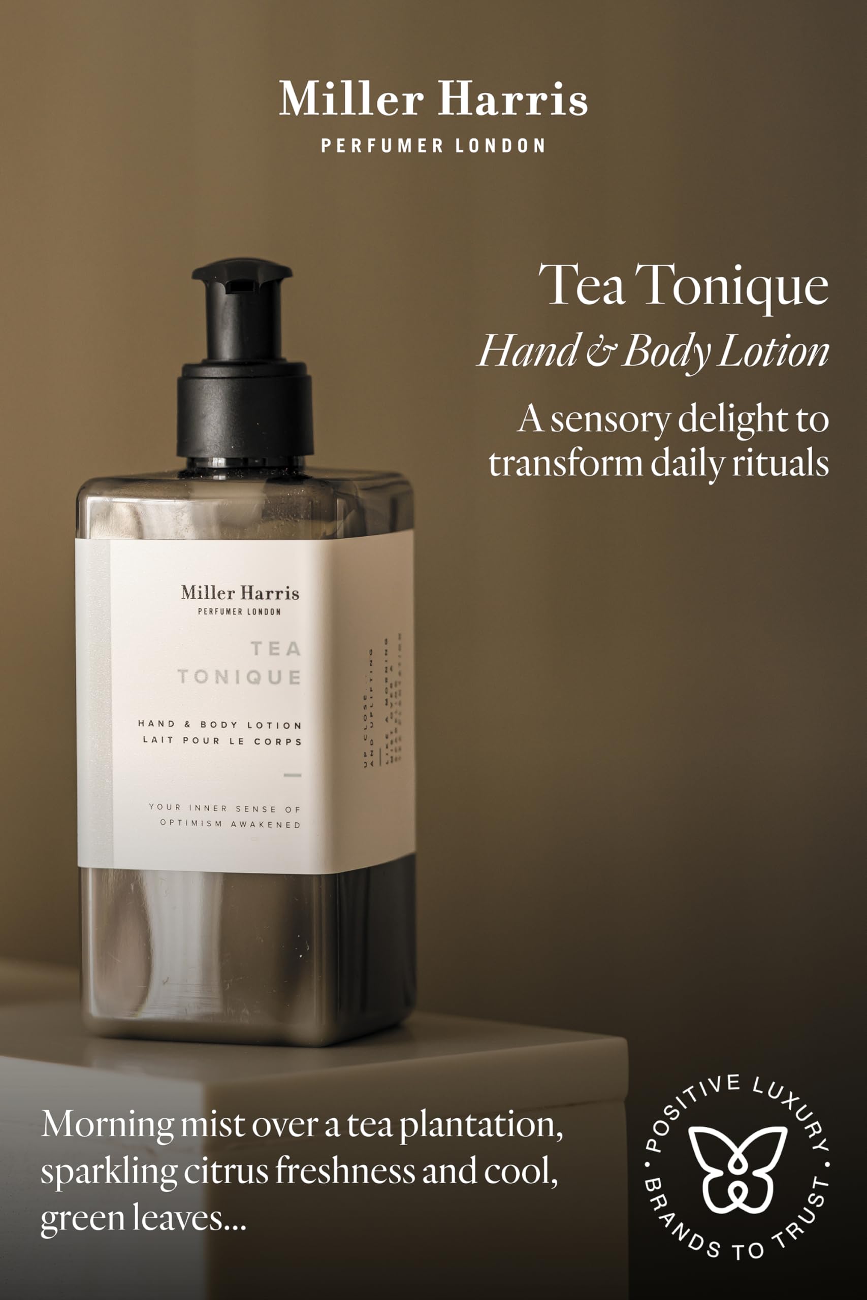 Miller Harris Tea Tonique Hand and Body Lotion 300ml - Shea Butter, Argan Oil, Aloe Vera & Vitamin B5, 300 ml (Pack of 1) - Image 2