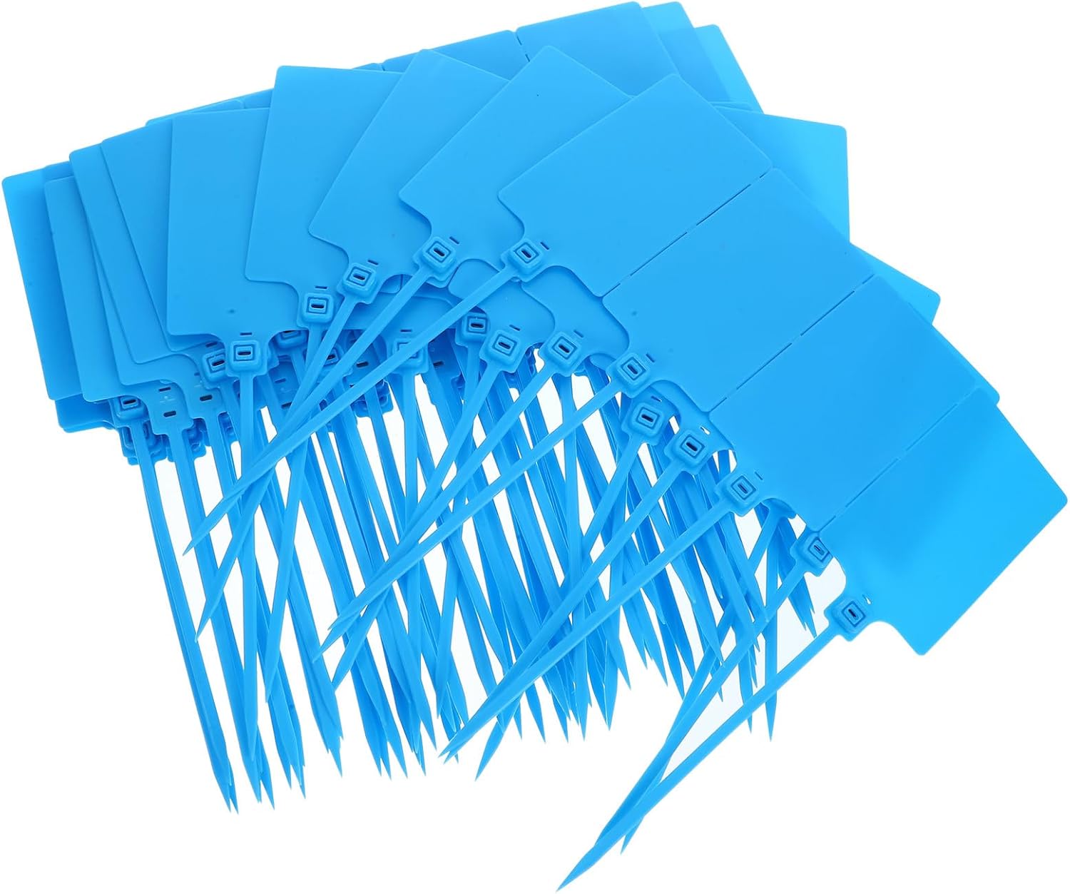 100pcs Blue Plastic Shipping Tags with String 5.8x100mm, Luggage Labeling Tags for Cable, Logistics, and Packaging Use