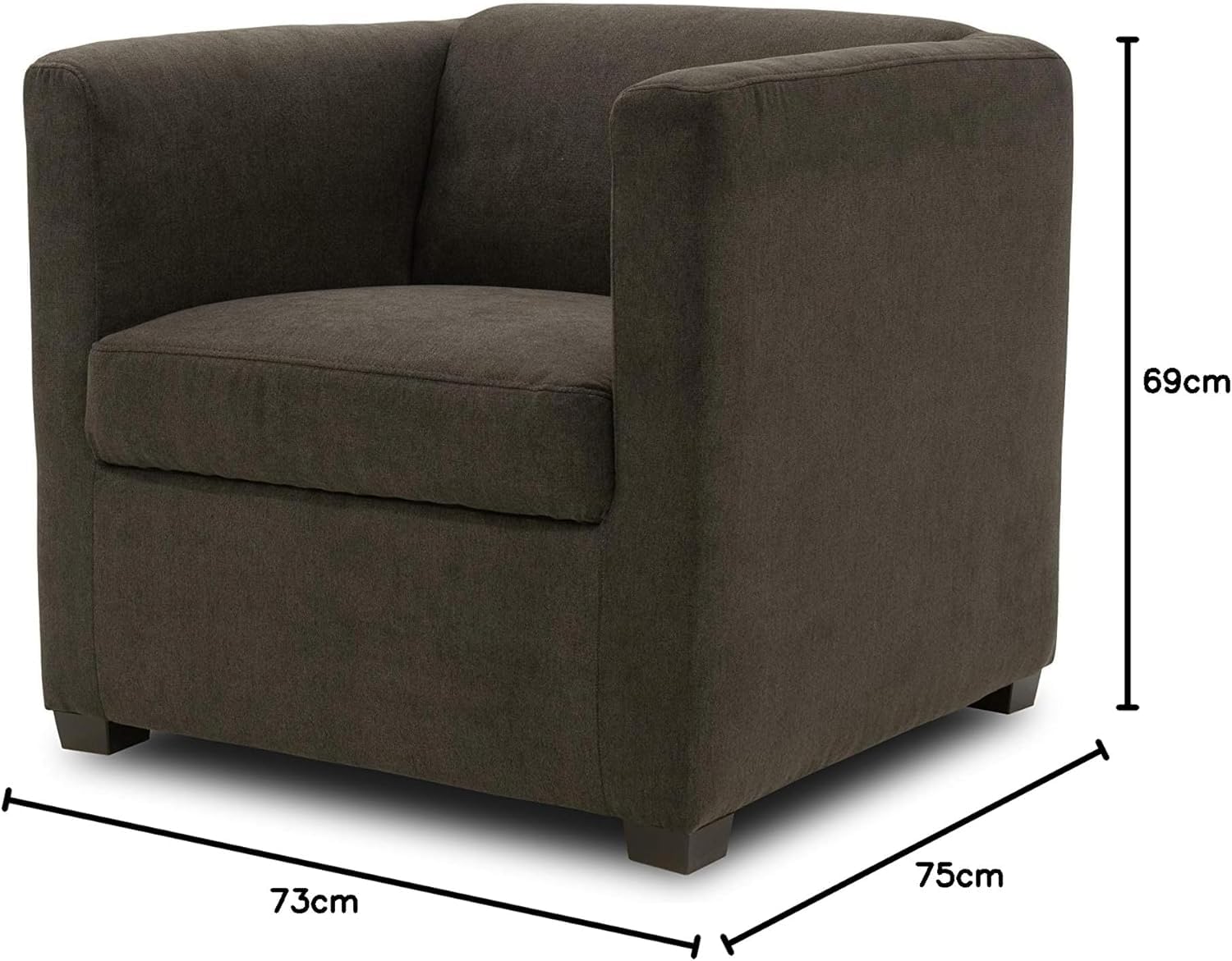DOMO. collection Poltrona Bob FK, piccola poltrona retrò con braccioli e nucleo a molla, poltrona imbottita, poltrona da cocktail, poltrona lounge, 73 x 75 x 69 cm (larghezza x profondità x altezza),