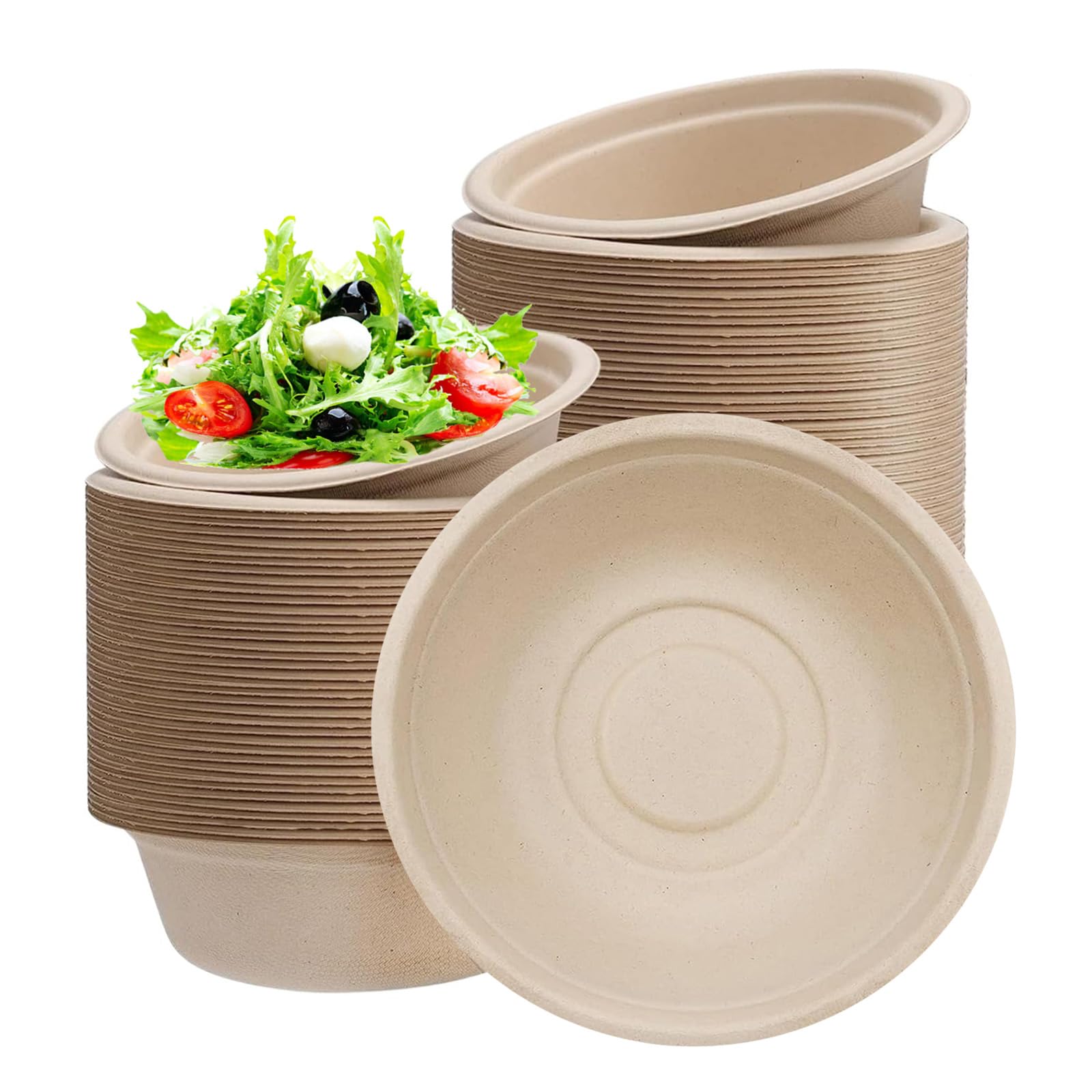 100Pcs Small Brown Paper Disposable Bowls for Parties - 7.7oz/220ml Biodegradable Sugarcane Serving Bowl for Dessert, Soup, Hot Cold Food - Compostable Picnic Party Bowls