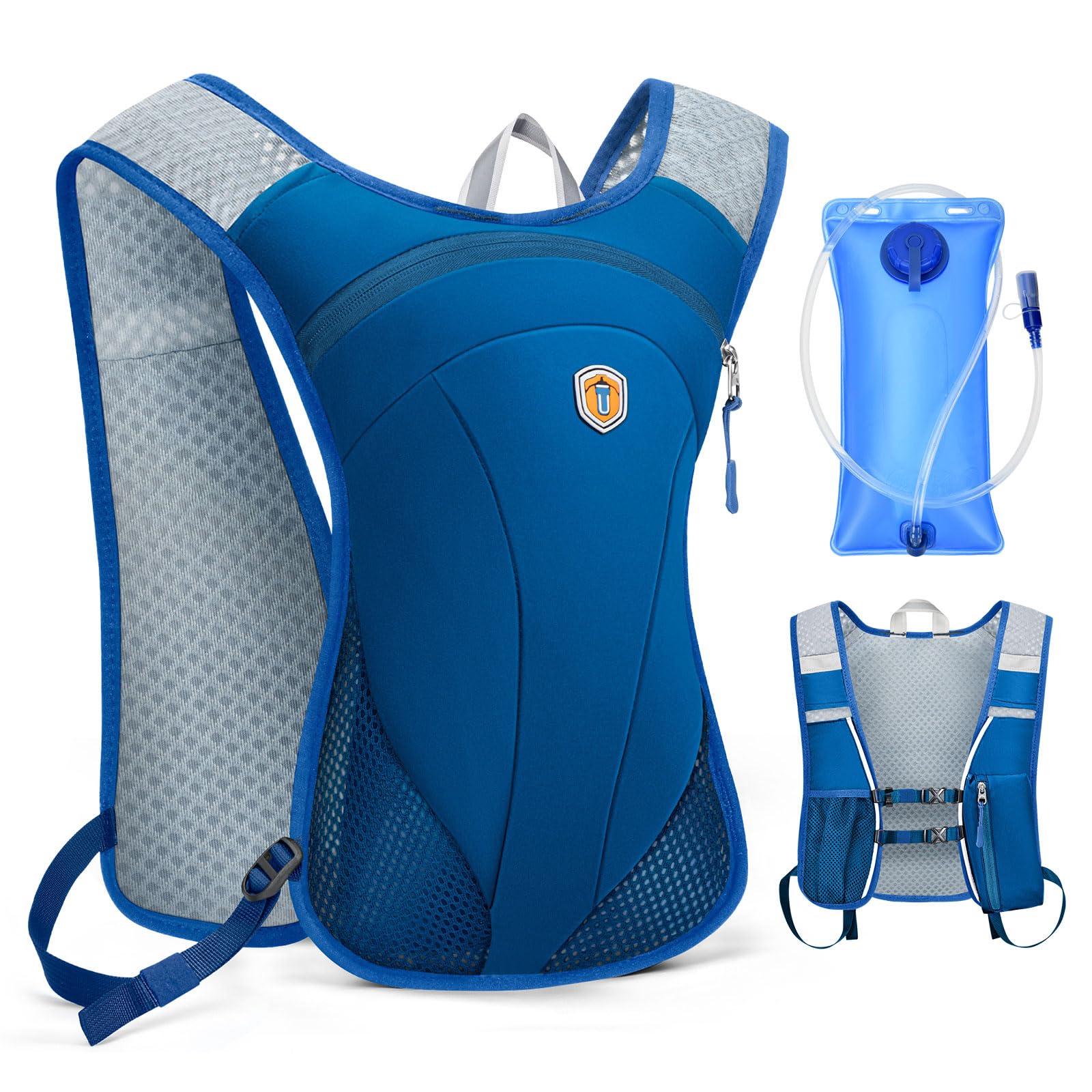 Zaino idrico con sacca d'acqua da 2 l, leggero e traspirante, con cinghie pettorali regolabili, per ciclismo, escursionismo, arrampicata, attività all'aperto