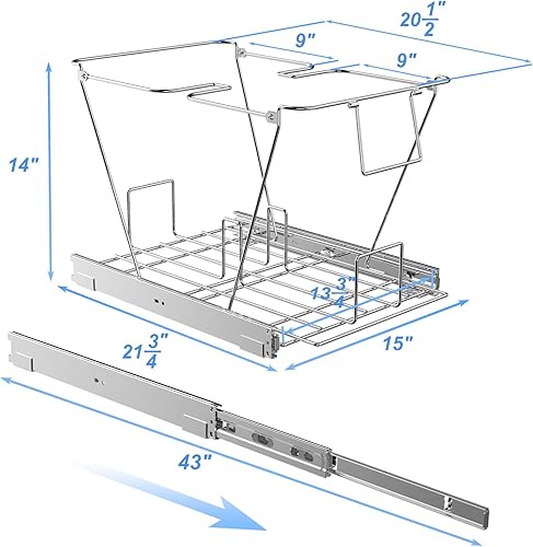 Miniatura 6 de ROOMTEC Cubo de basura extraíble debajo del gabinete, estante de basura ajustable deslizante para cocina, organizadores de debajo del fregadero,