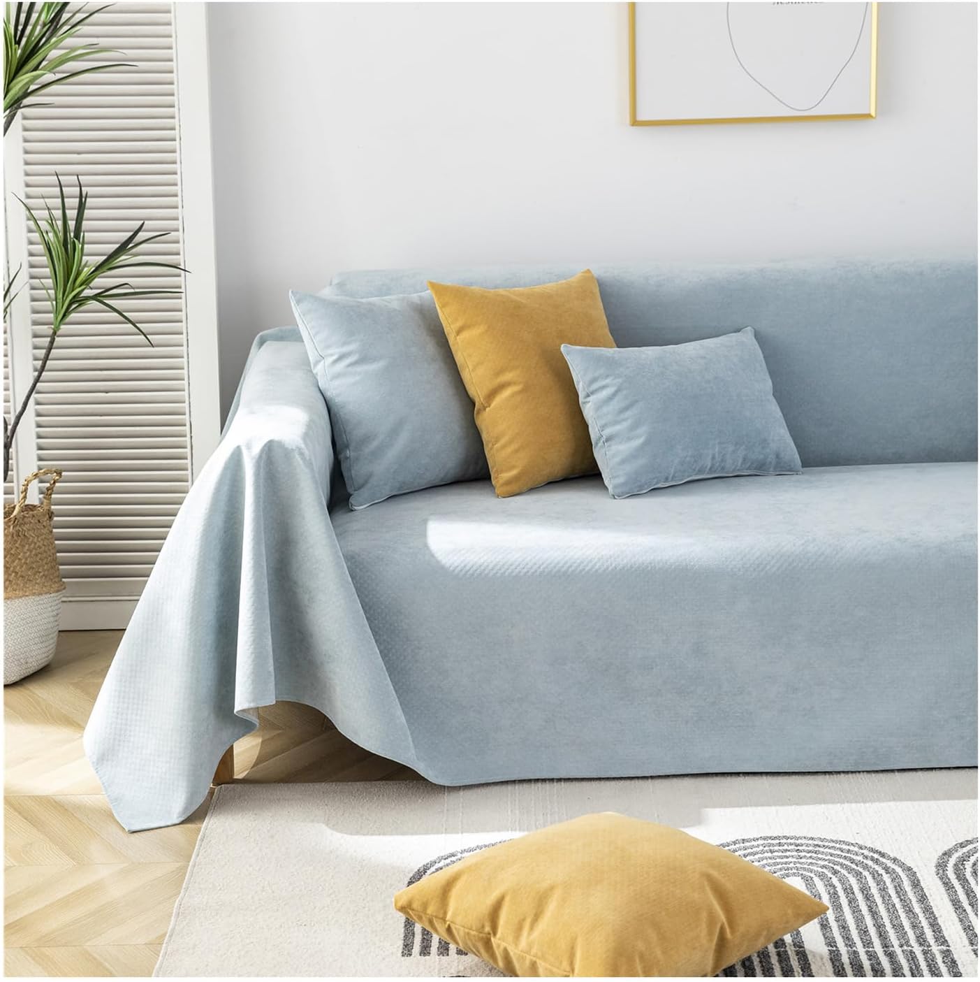 Throw Blanket for Sofa, Large Sofa Throw Cover Universal Furniture Protector for Couch Sofa Chair Armchair (Grey Blue,180x230cm)