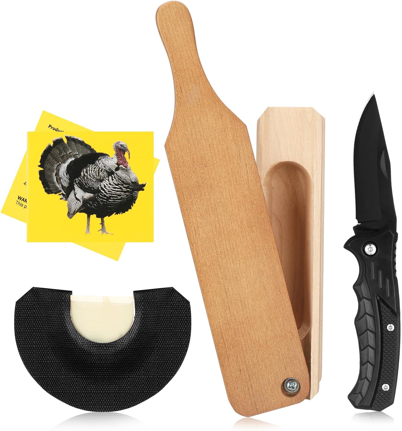 Seeloowy 3 Pcs Turkey Box Call Turkey Mouth Calls Wood Diaphragm Calls with Folding