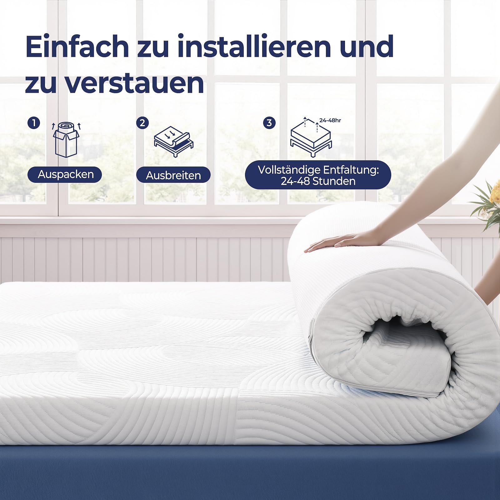 SakuraHome Matratzentopper 140x200cm - H3/H2 Gel Memory-Schaum Matratzen Topper, ca. 8cm Höhe, für Boxspringbett Schlafsofa,CertiPUR-US & Öko-Tex Zertifiziert