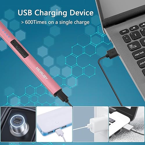 Miniatura 6 de MEIRUBY-Encendedor eléctrico, encendedor de velas recargable USB, encendedor de arco, encendedores para velas, campamento, barbacoa, uso familiar,