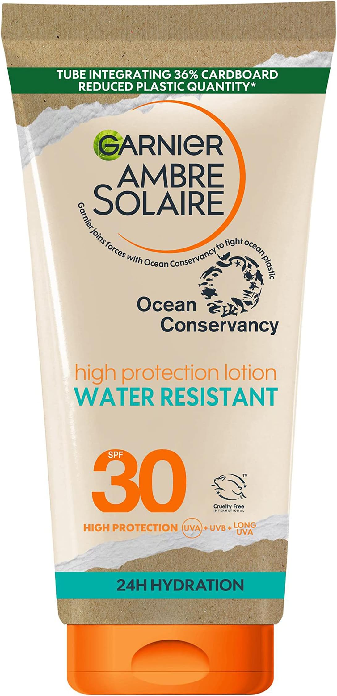 Garnier Ambre Solaire SPF 30 Water Resistant High Protection Sun Cream Lotion, High Sun Protection Factor 30, Non Sticky Sunscreen, UVA & UVB Protection, Approved by Cruelty Free International, 175ml