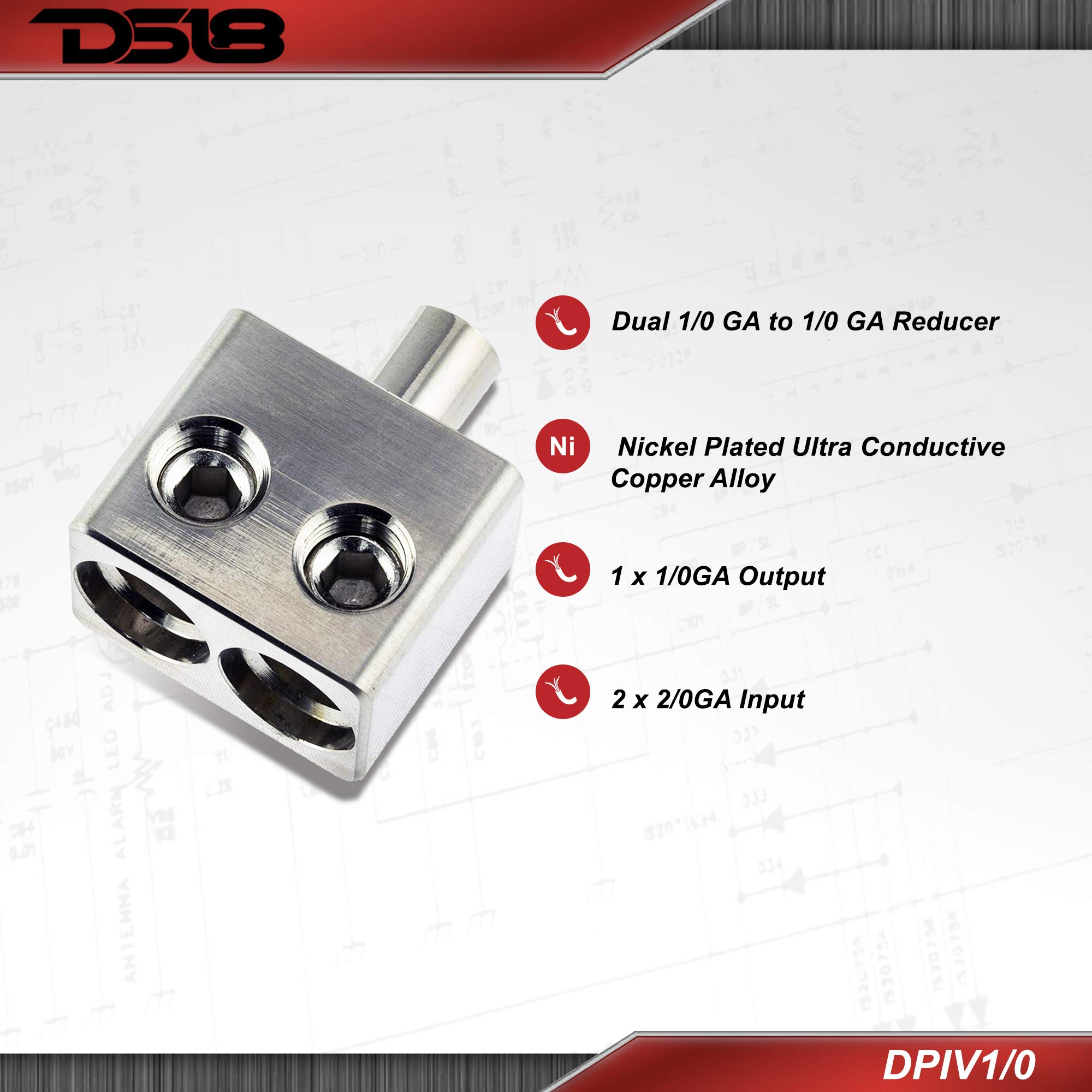 Buy DS18 DPIV1/0 Pair of Copper Dual 1/0 Gauge to 1/0 Gauge Amp Input