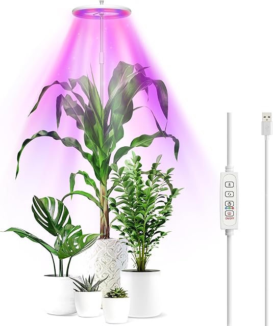 YUYMIKA Grow Lights for Indoor Plants, 72 LEDs Full Spectrum Led Plant Grow Light, 10 Dimmable Levels Grow Lamp with Auto Timer, 30-162CM Adjustable Plant Light for Small Tall Plants (1 PCS)