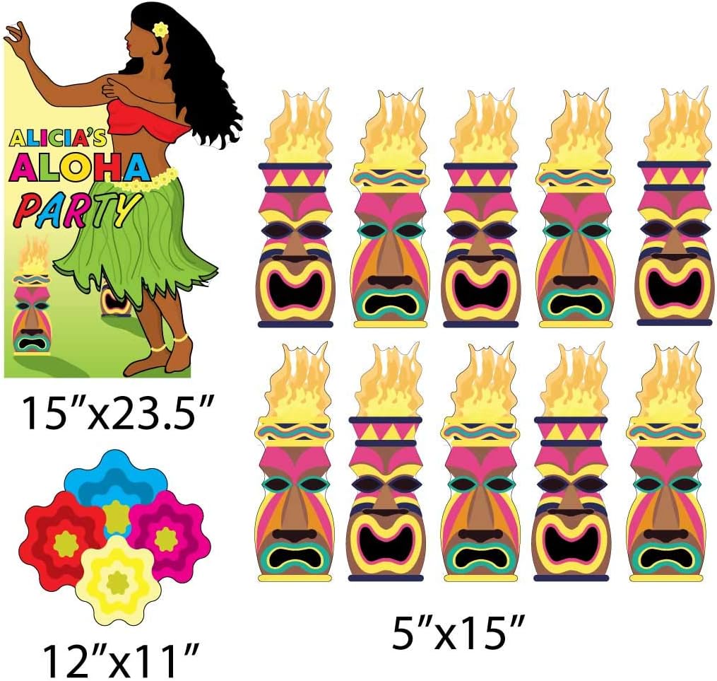 VictoryStore Luau Party Supplies: Aloha Luau Party Yard Decorations 12 pcs Includes stakes