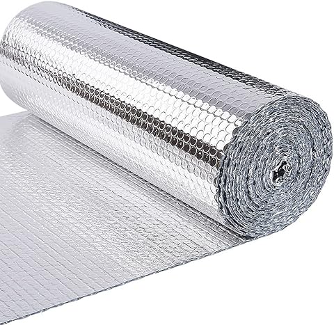 VOUNOT® Aislante Térmico Reflexivo 10 x 0.6 m Aluminio y Burbujas, Lámina Aislante Doble Cara para Frío y Calor, Aislamiento Radiadores para Paredes, Techo, Suelo, Furgonetas, Buhardillas, Garaje