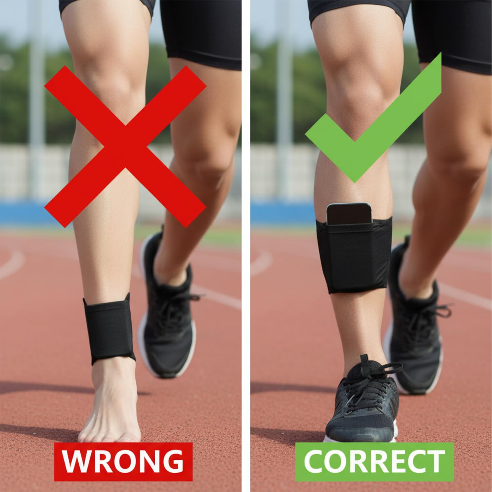 Bonuci 3 Stück Handy-Beingurt, verstellbarer Bein, Handyhalterung, rutschfeste Wadenbeine, Geldbörse, Sport-Beinband, Übungsarmhalter, Armband für Damen und Herren, Laufen, Workout, Reiten, Motorrad