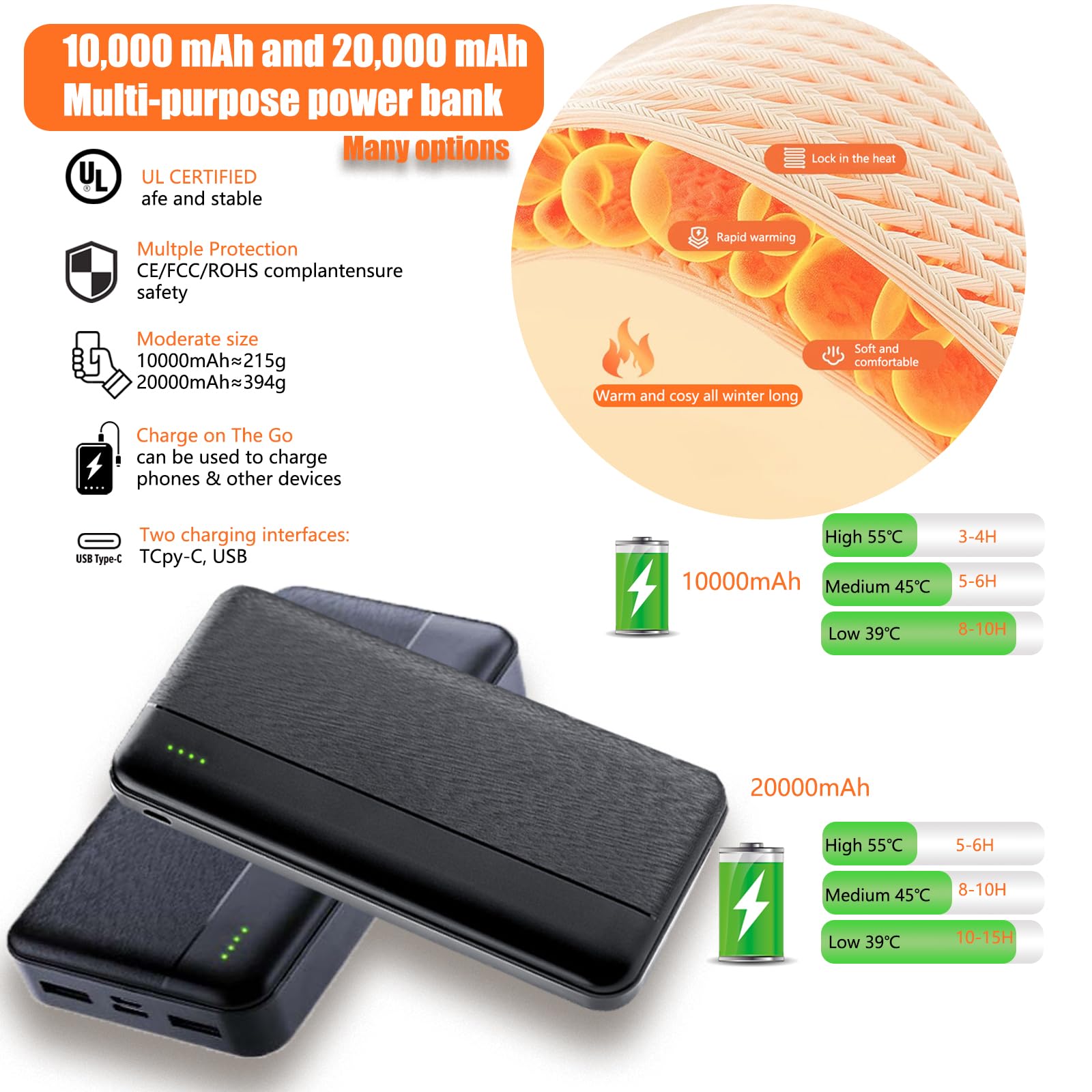 Ahigh Chaleco térmico para hombres y mujeres con batería incluida, chaqueta térmica recargable por USB, chaqueta térmica de invierno