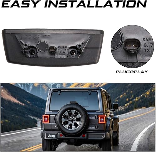 Miniatura 6 de Kiwi Master Tercera luz de freno LED para Jeep Wrangler JL4xe 2018-2025 Accesorios Tercera luz de freno Luz de freno de montaje alto (lente humo de